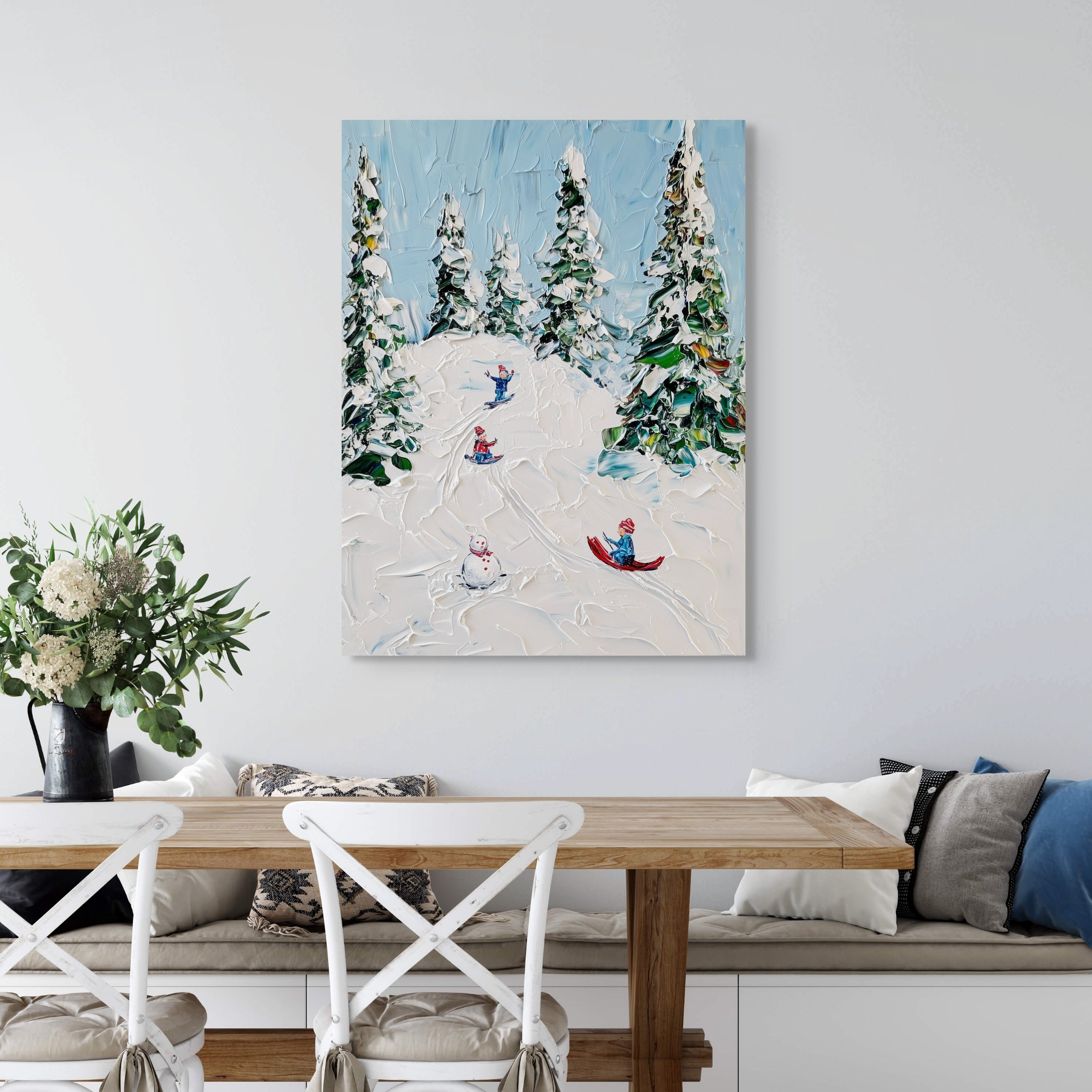 D0195-a-snowy-day-hand-painted-wall-art-dining-room-image