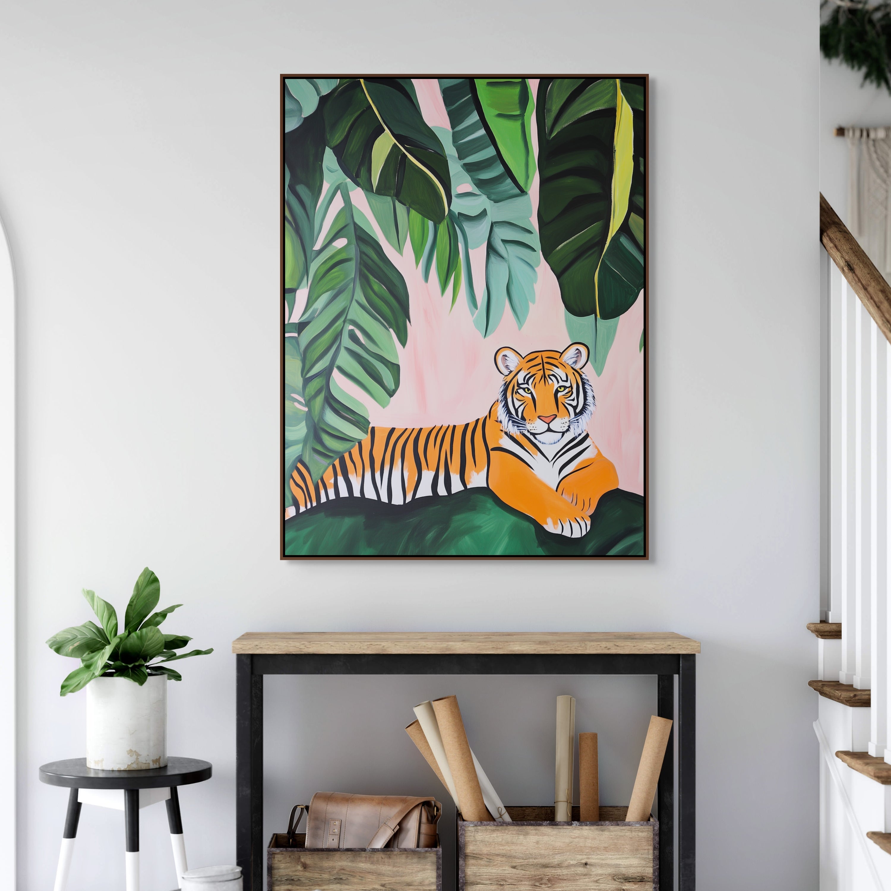 D0202-cat-nap-hand-painted-wall-art-hallway-room-image-room-f-walnut