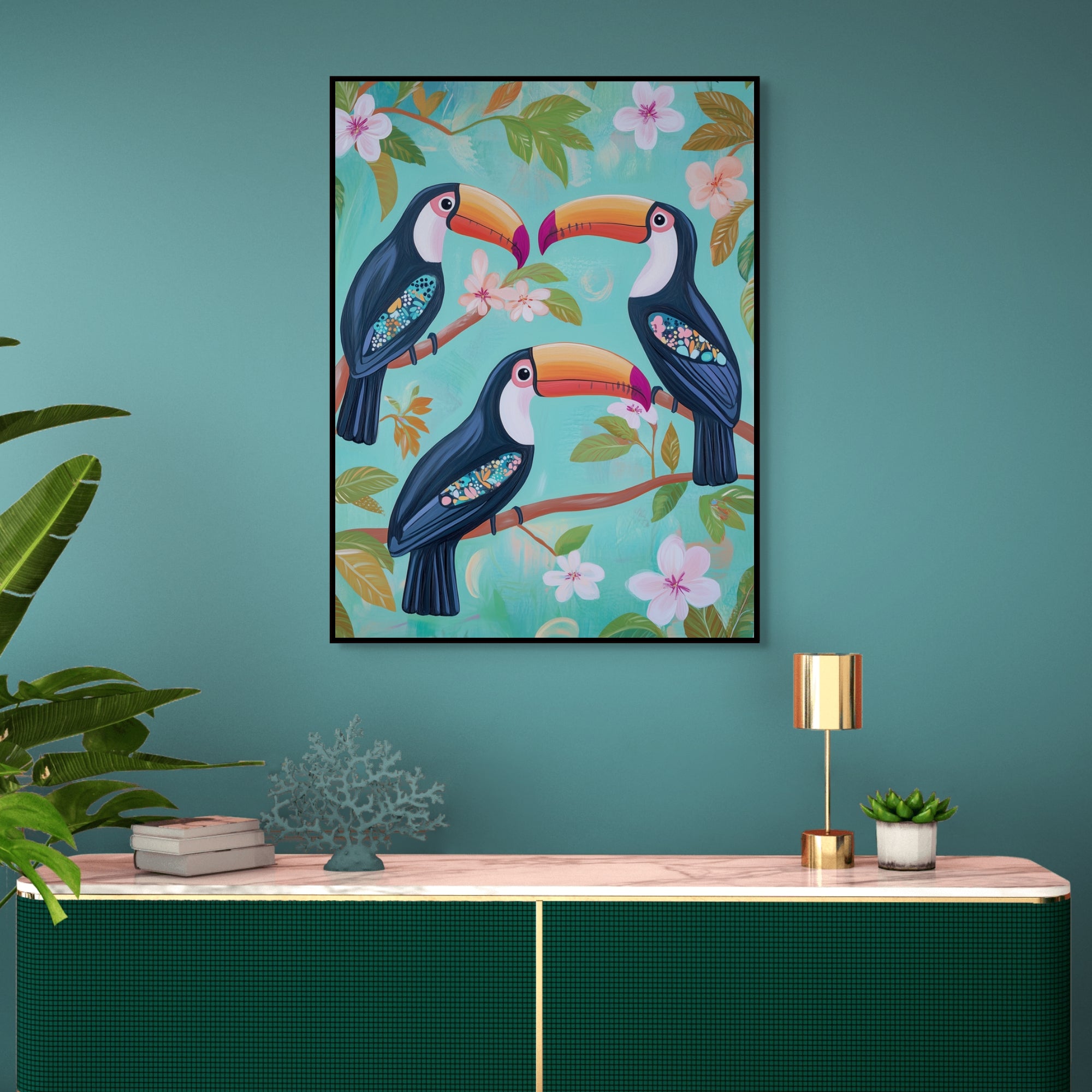 D0203-toucan-trio-hand-painted-wall-art-lounge-room-image-room-f-black