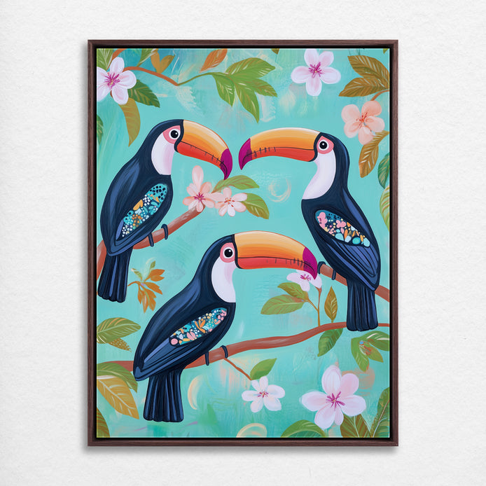 D0203-toucan-trio-hand-painted-wall-art_74_3x4-vertical-frame-walnut.psd