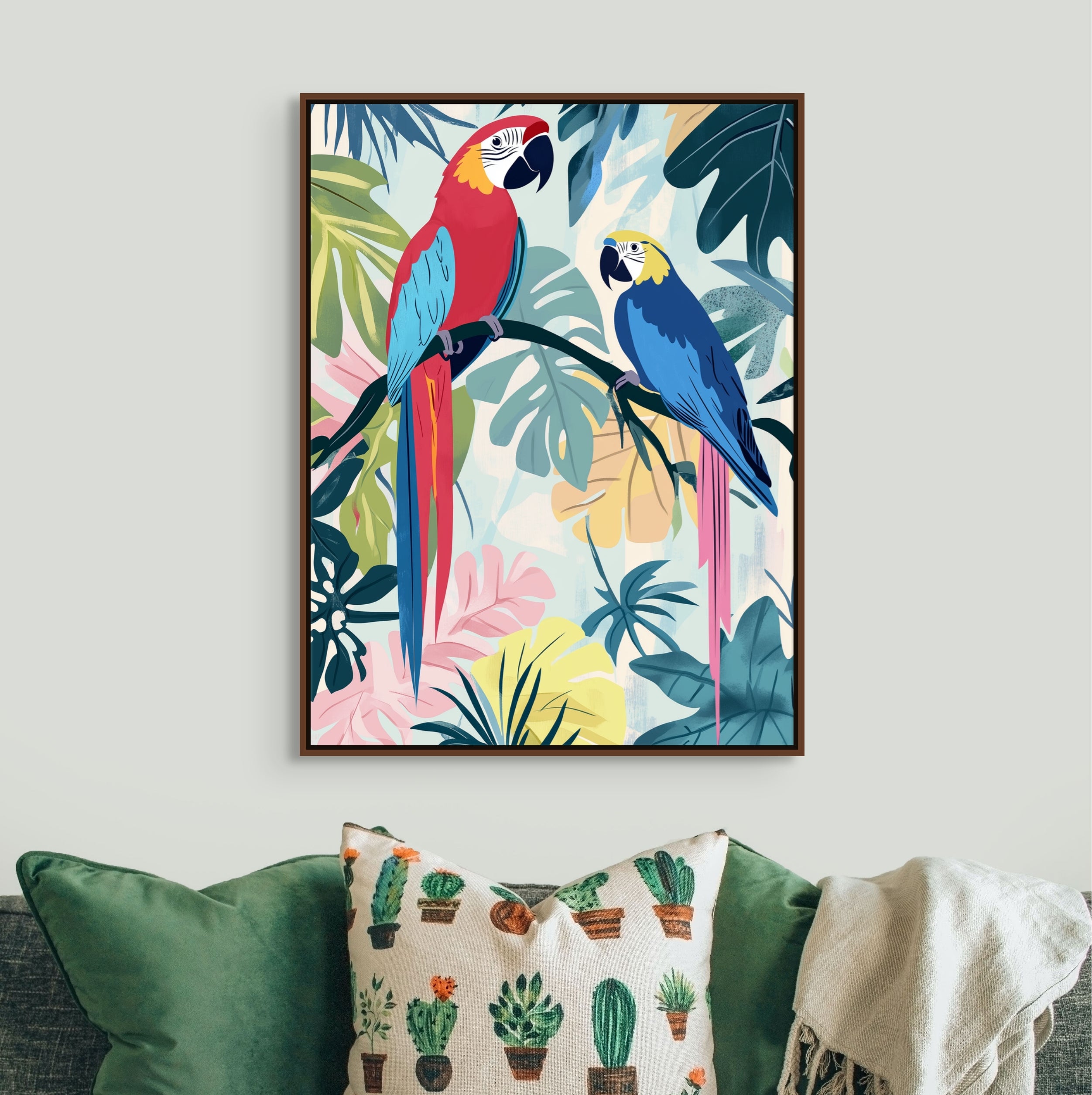 D0204-birds-of-a-feather-hand-painted-wall-art-kids-room-image-room-f-walnut