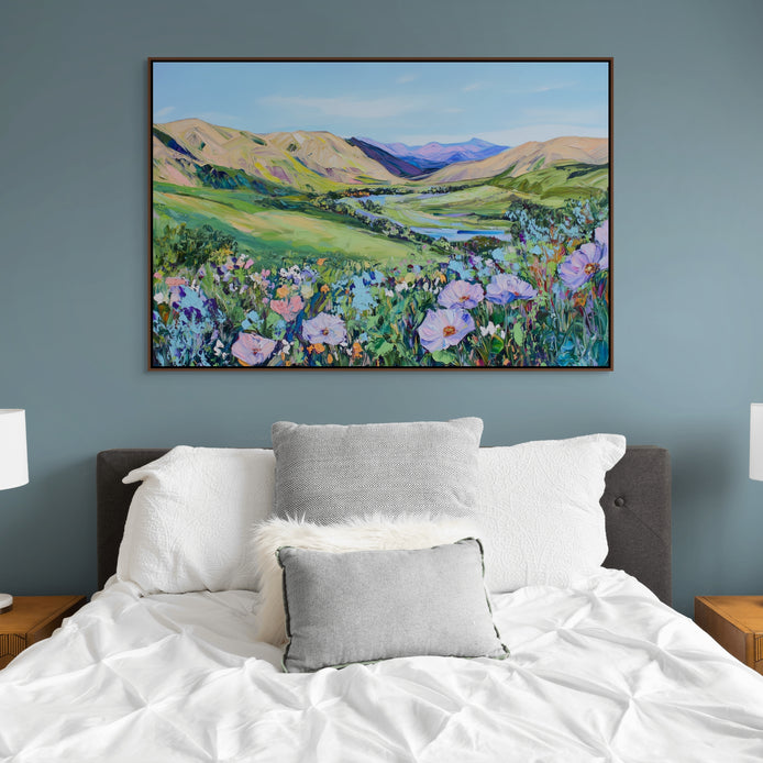 D0214-among-the-wildflowers-hand-painted-wall-art-bed-room-image-room-f-walnut