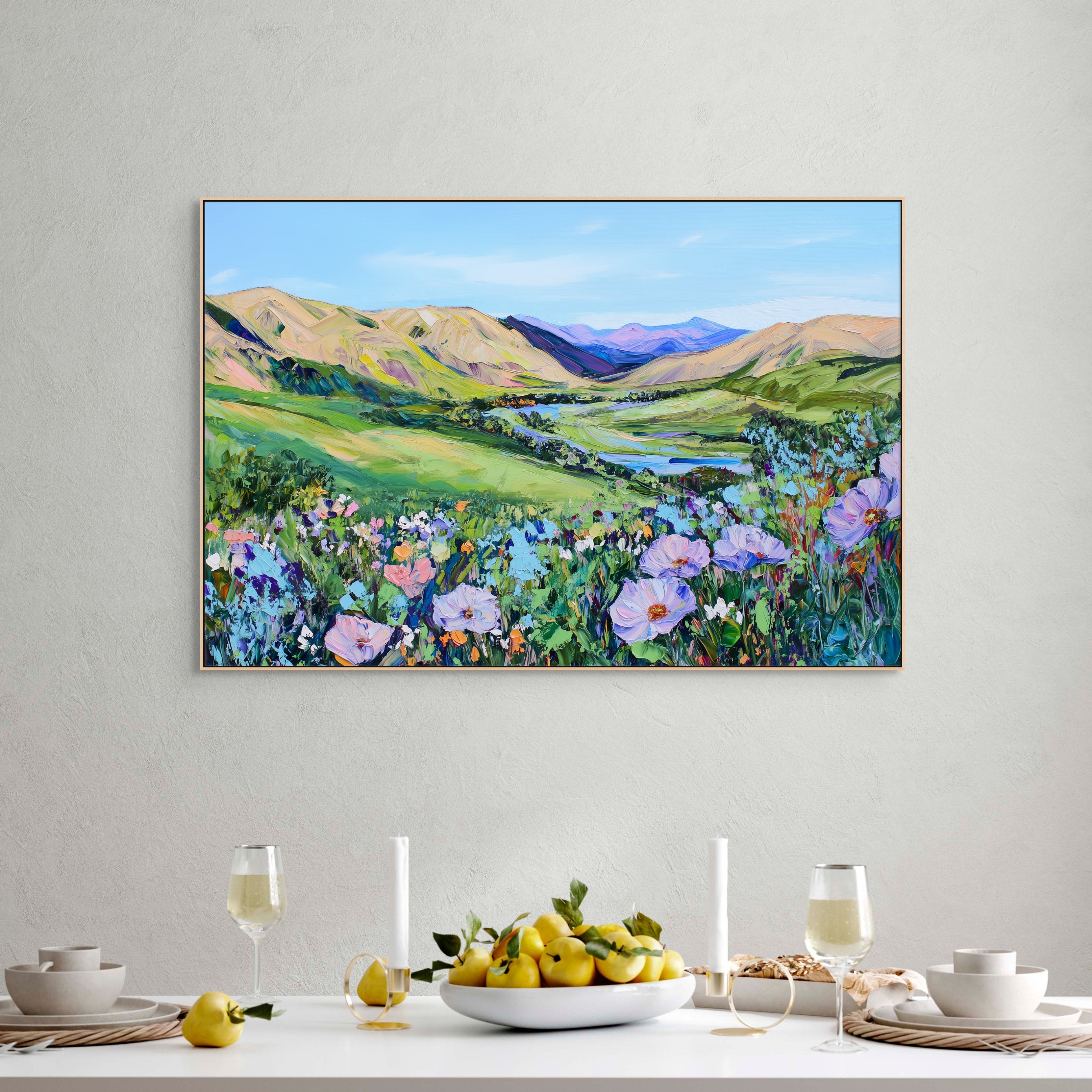 D0214-among-the-wildflowers-hand-painted-wall-art-dining-room-image-room-f-natural