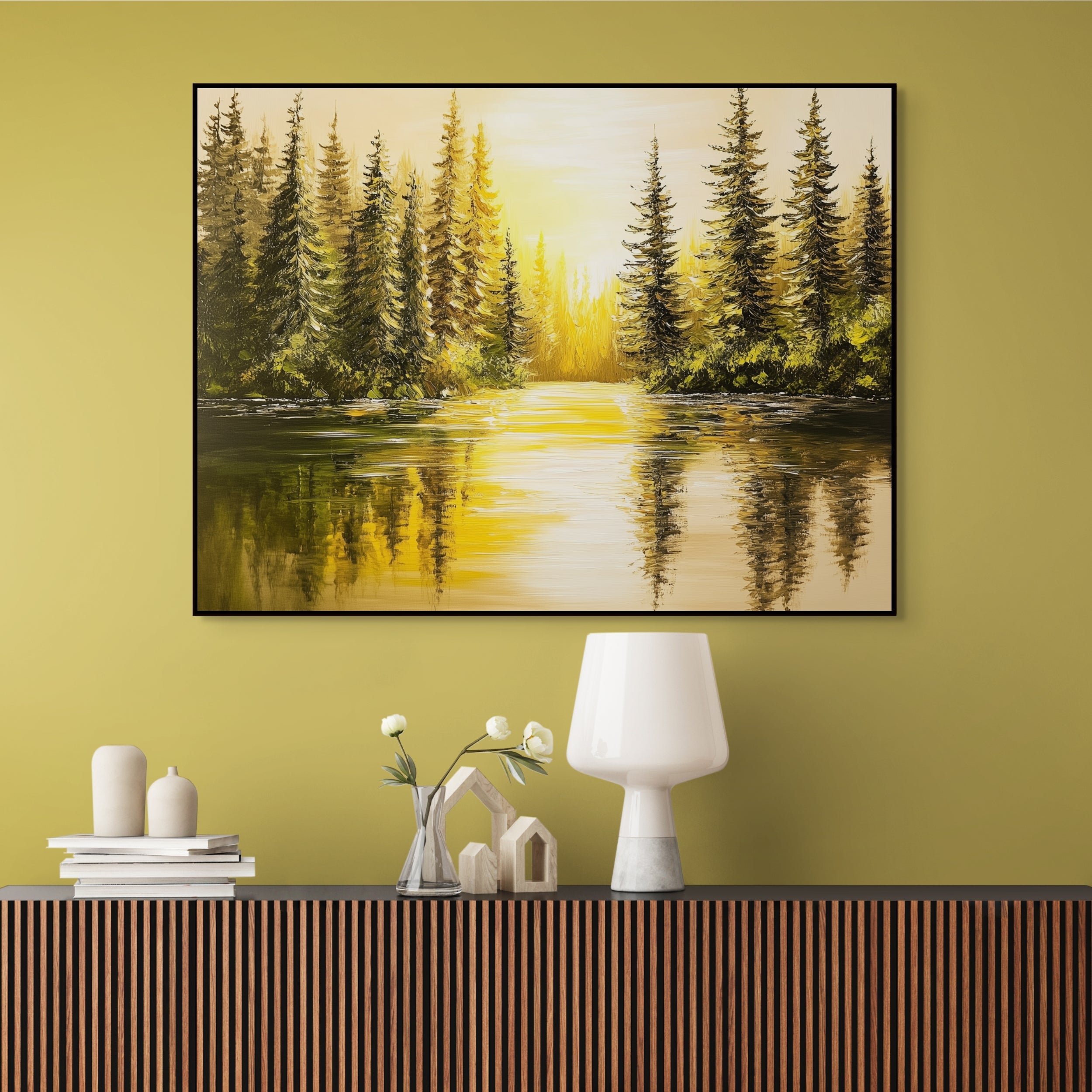 D0220-lakeside-sunset-hand-painted-wall-art-hallway-room-image-room-f-black