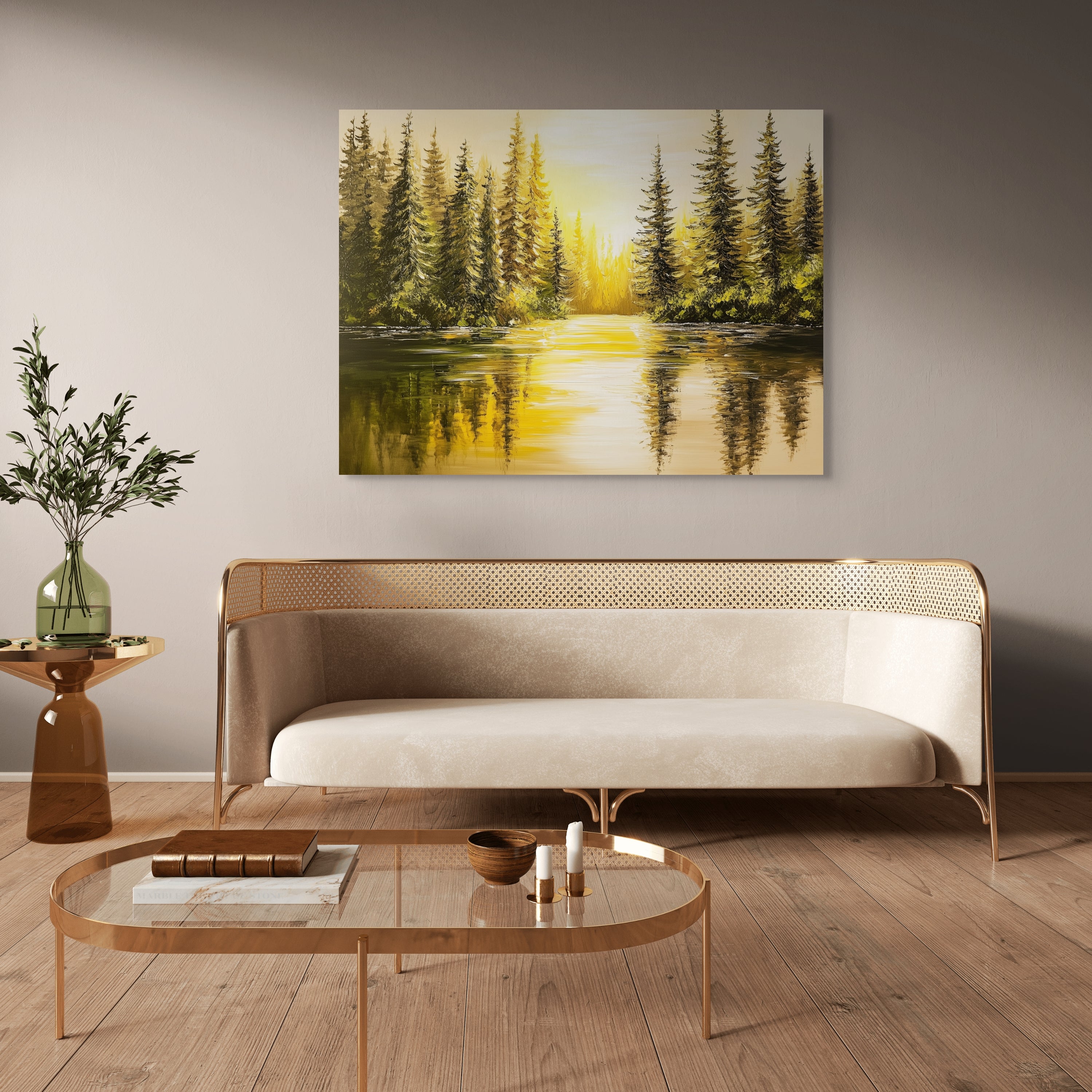 D0220-lakeside-sunset-hand-painted-wall-art-living-room-image-room-f-wrapped