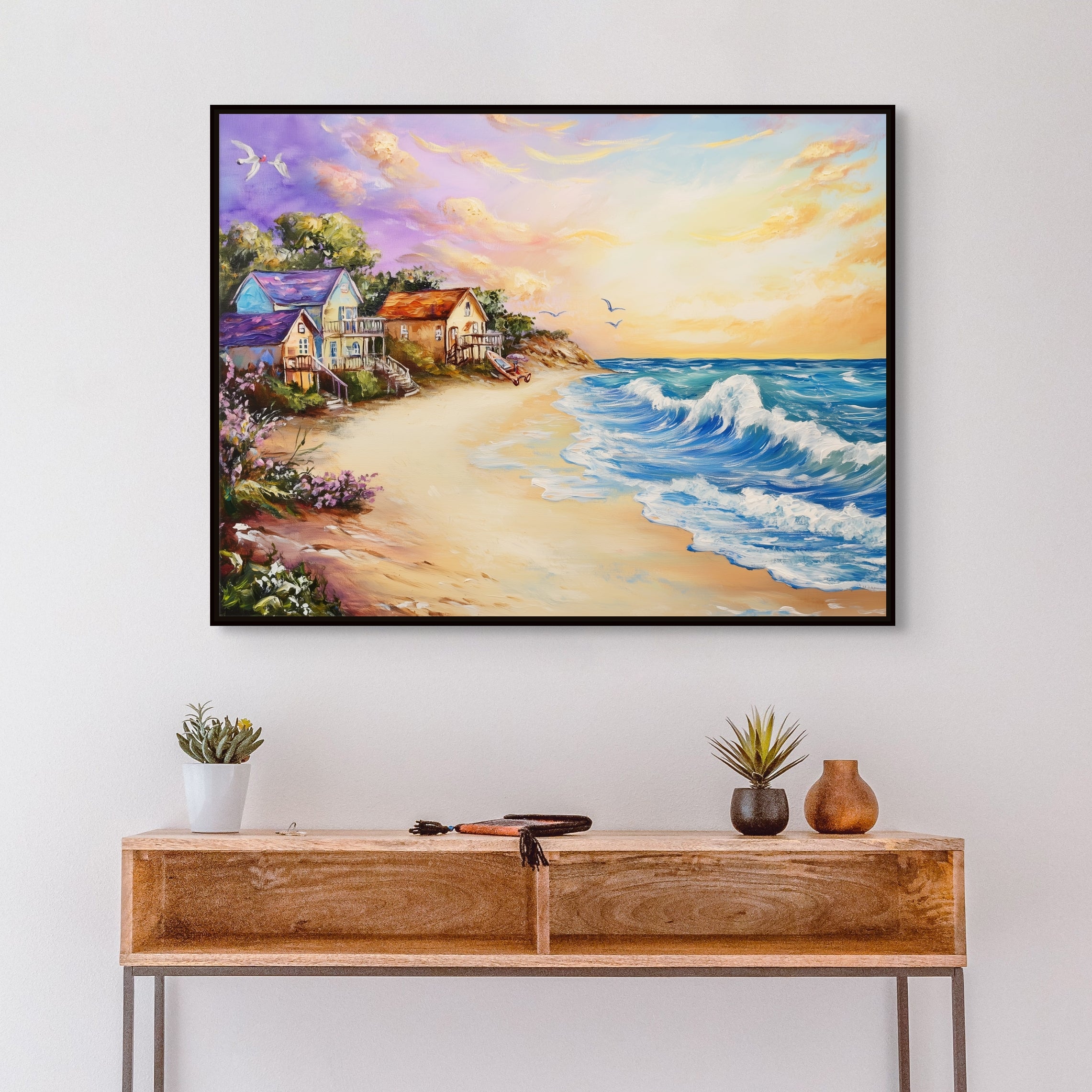D0221-summer-vacation-hand-painted-wall-art-hallway-room-image-room-f-black