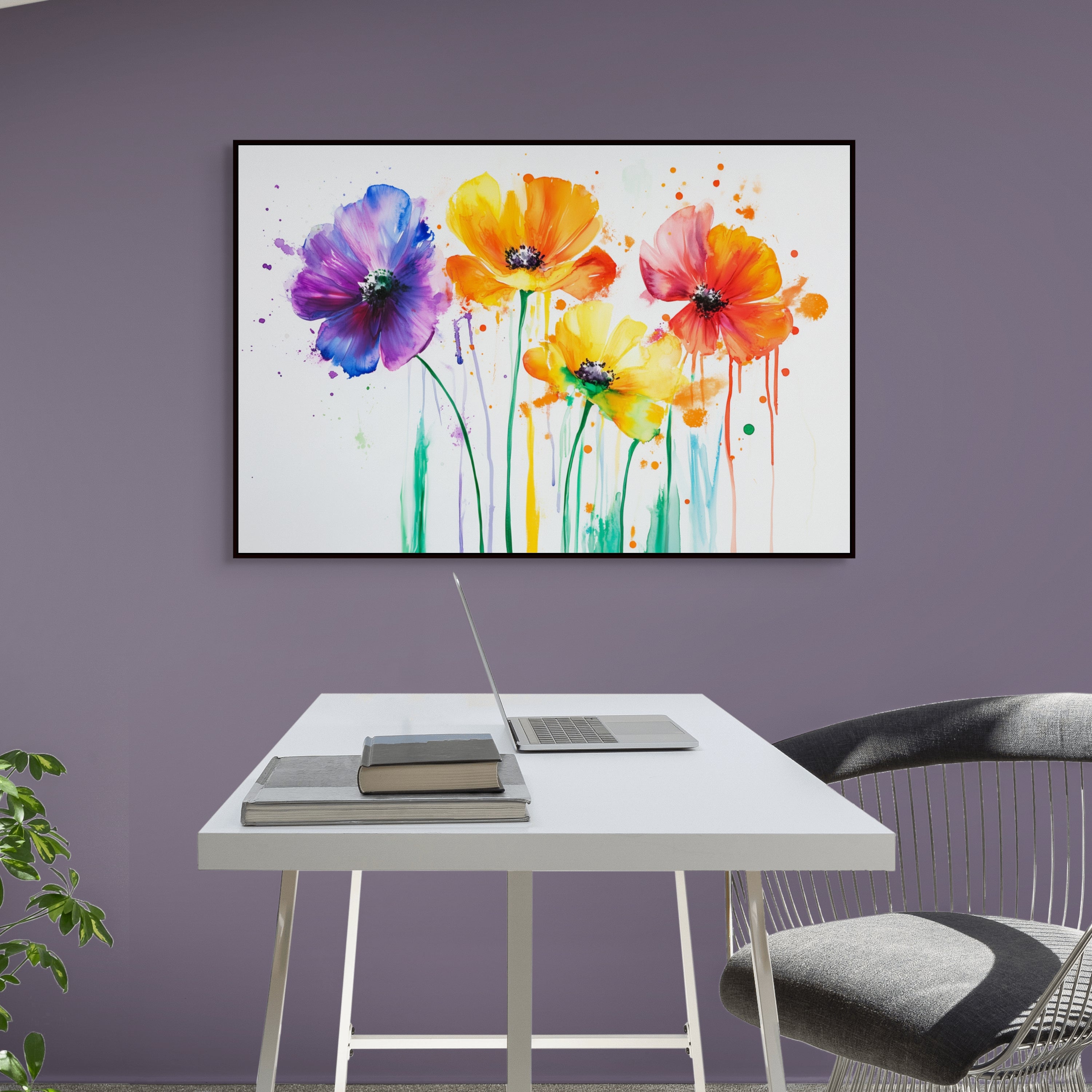 D0231-blooming-essence-hand-painted-wall-art-office-room-image-room-f-black