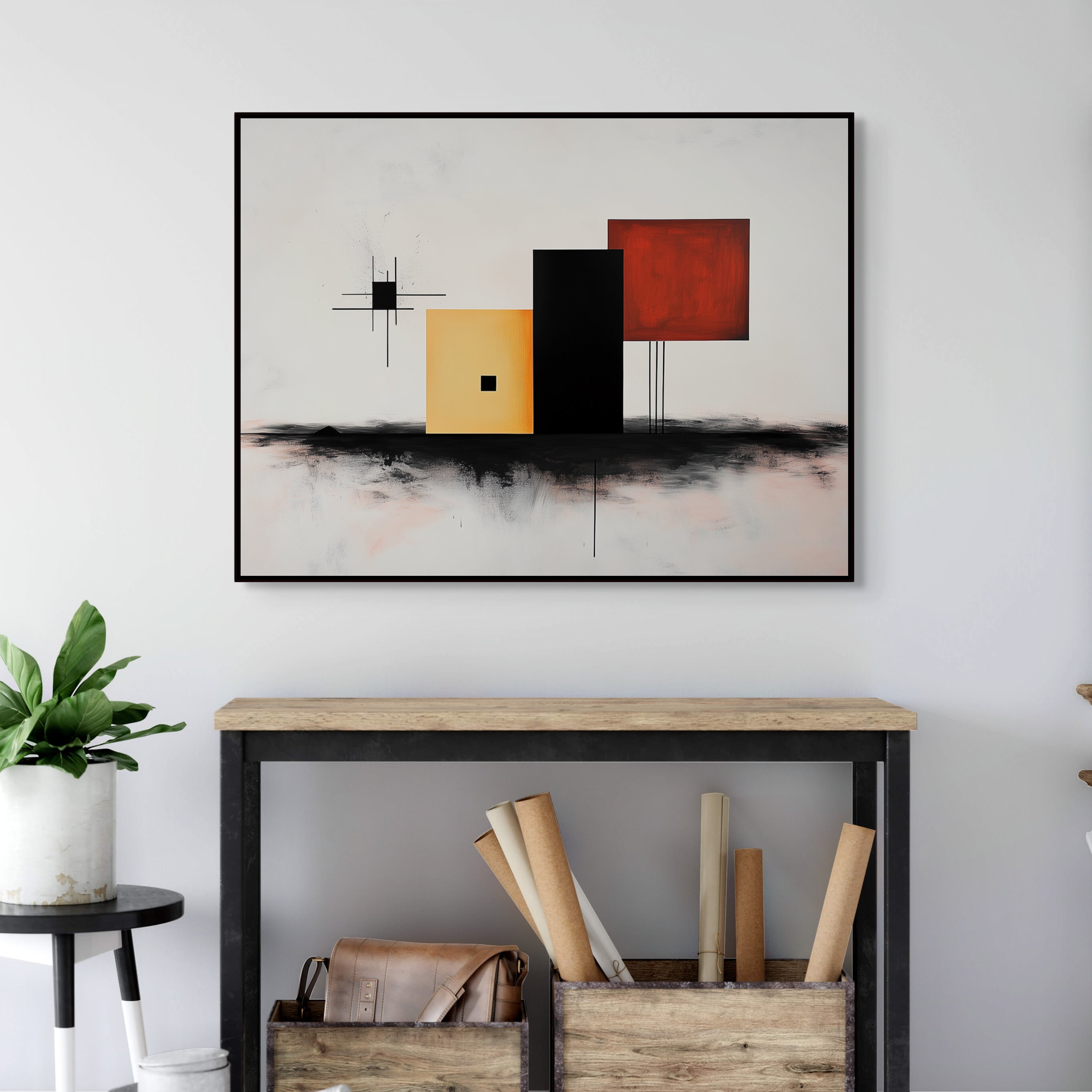 D0236-dynamic-horizon-hand-painted-wall-art-hallway-room-image-room-f-black