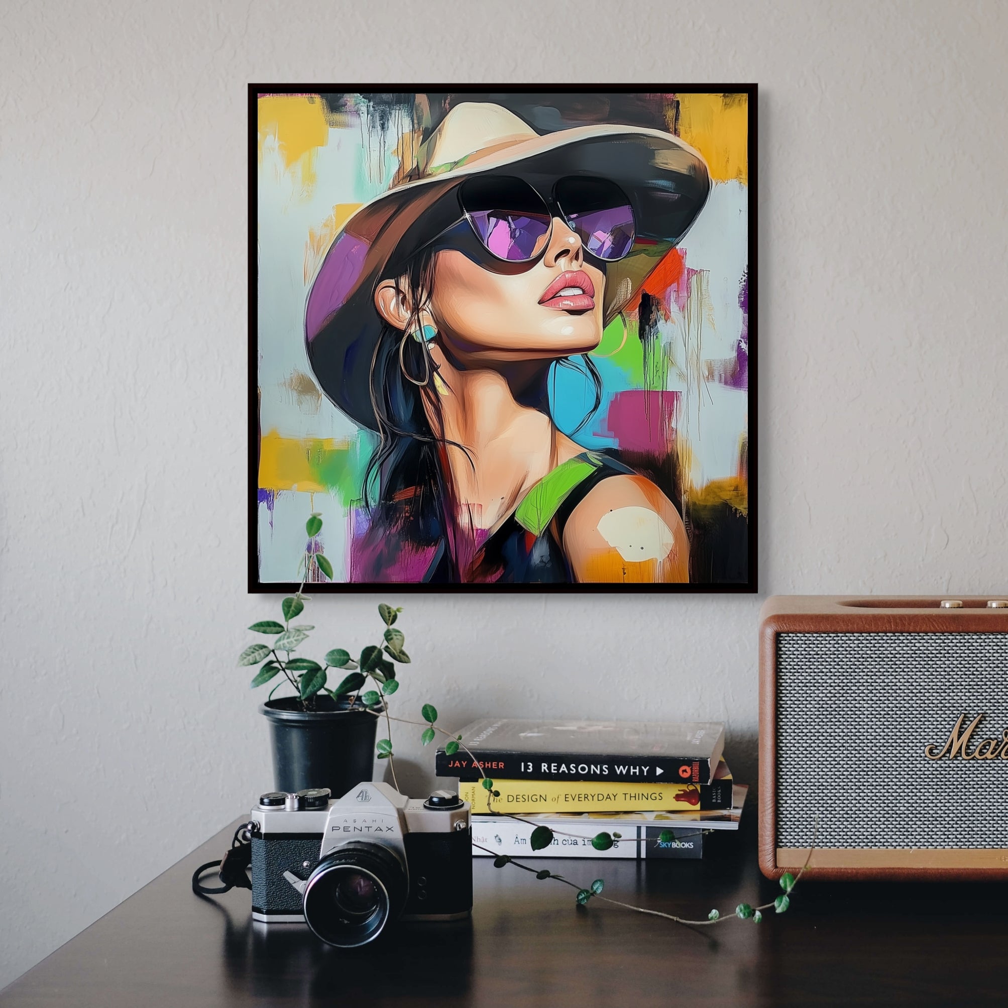 D0237-urban-vogue-hand-painted-wall-art-office-room-image-room-f-black