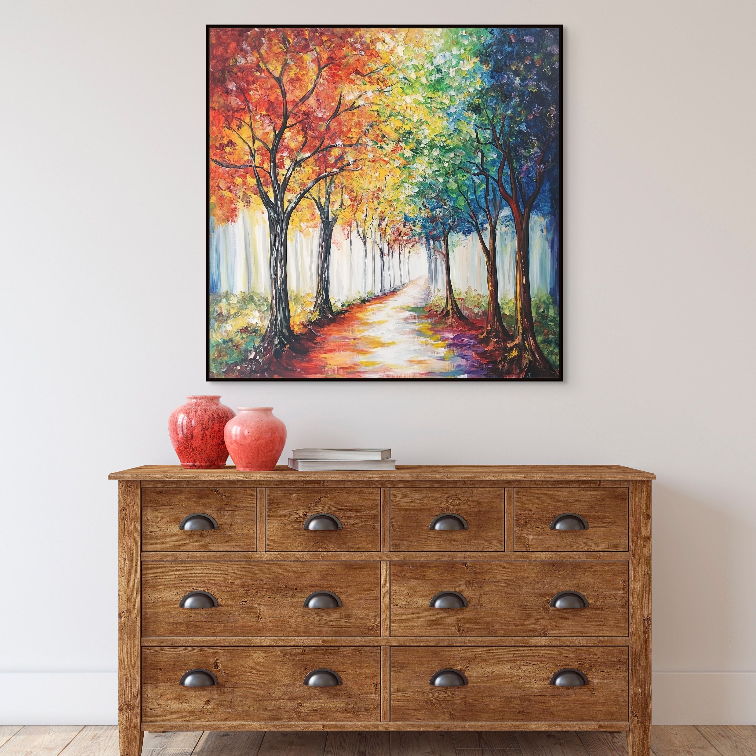 D0238-seasons-of-change-hand-painted-wall-art-hallway-room-image-room-f-black
