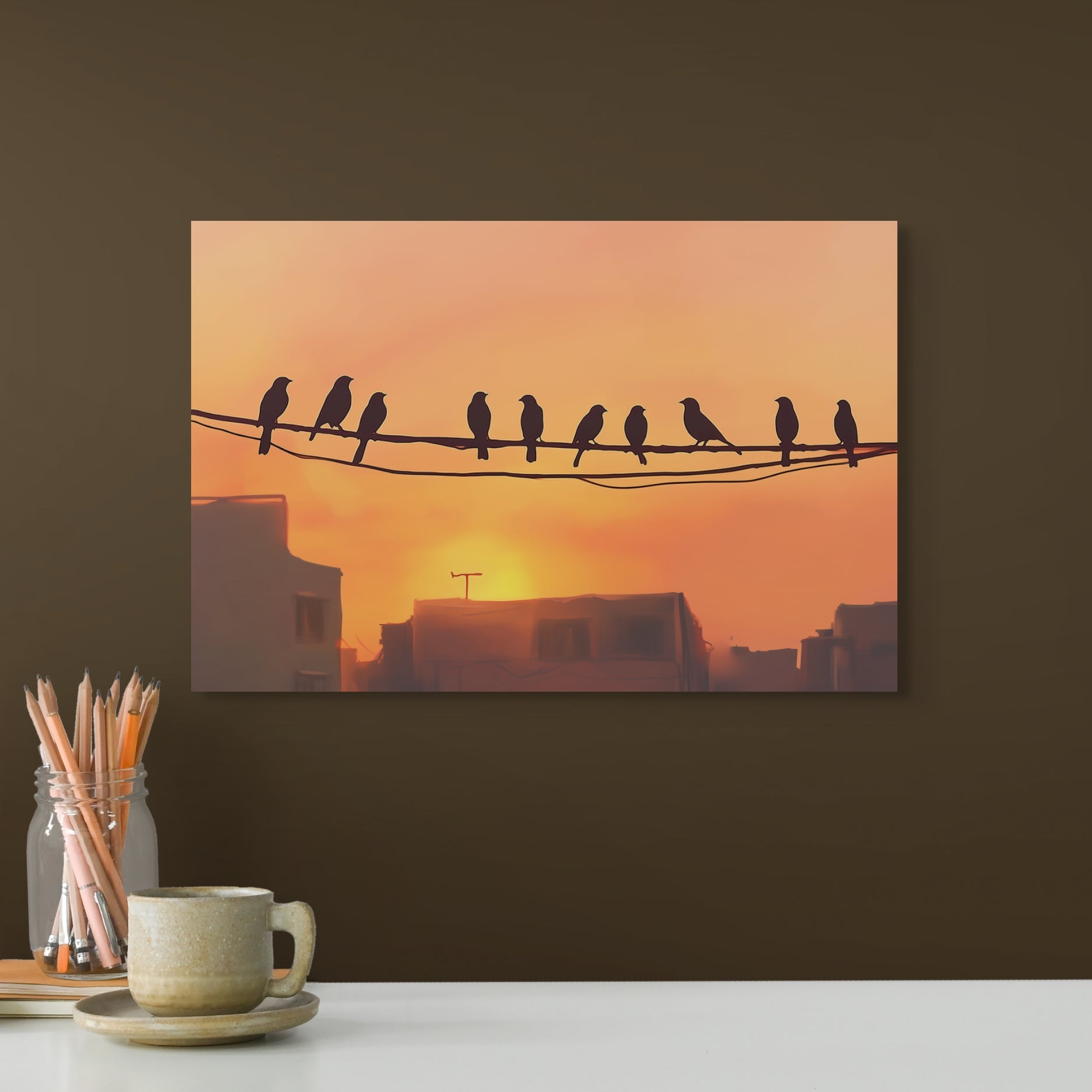 D0247-urban-perch-hand-painted-wall-art-office-room-image