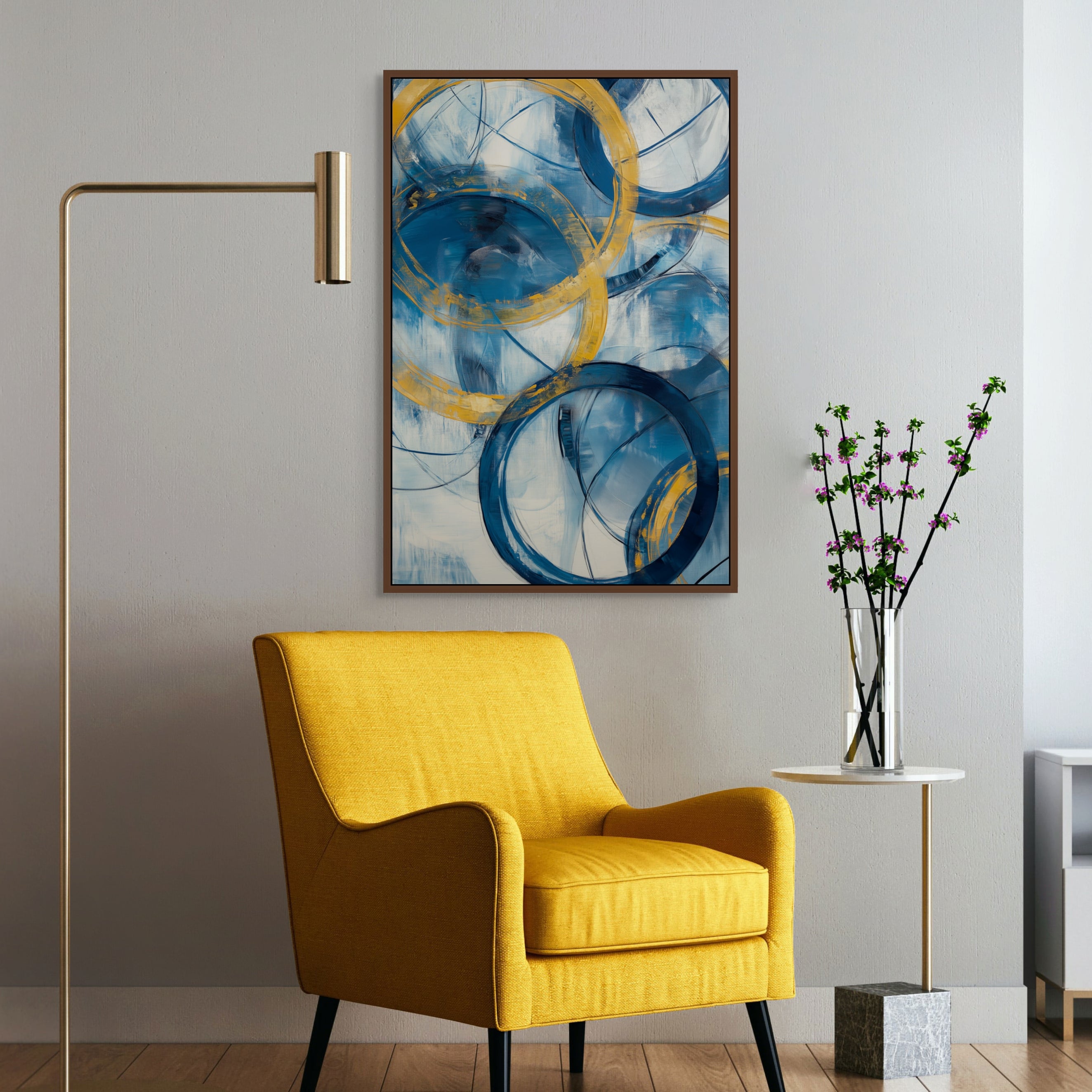 D0281-ring-around-hand-painted-wall-art-office-room-image-room-f-walnut