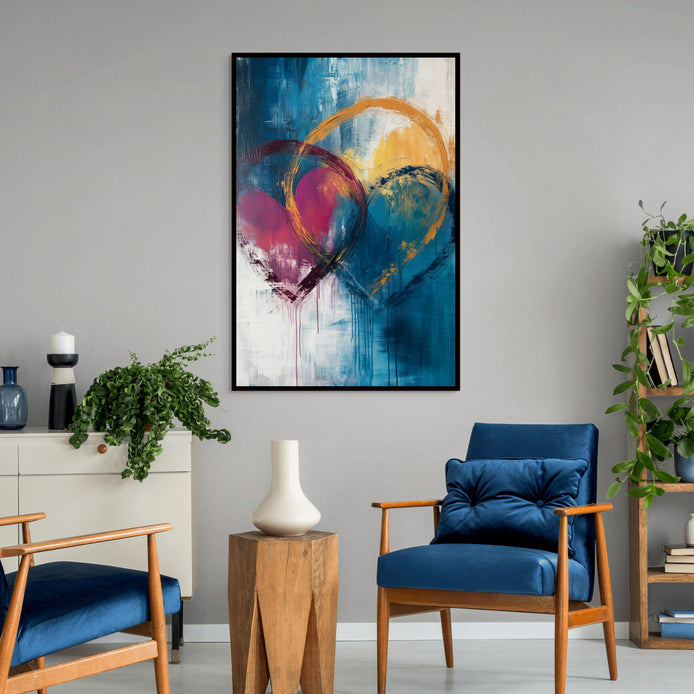 D0282-drops-of-love-hand-painted-wall-art-living-room-image-room-f-black
