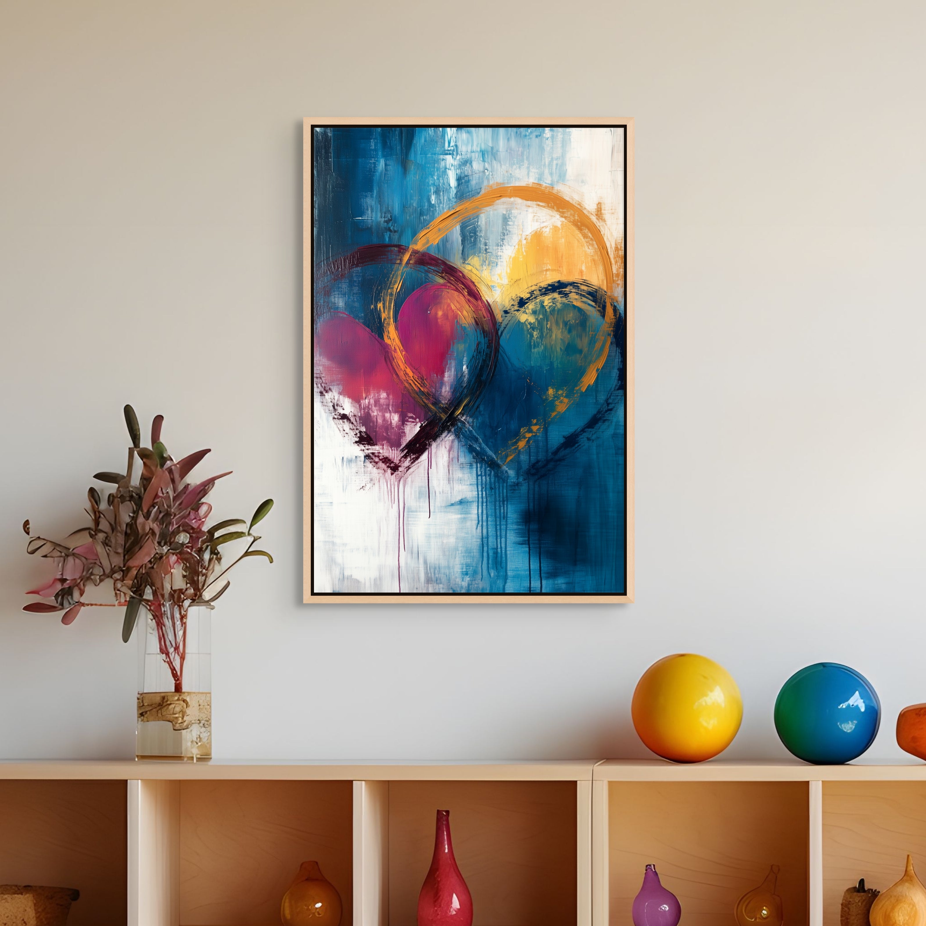 D0282-drops-of-love-hand-painted-wall-art-hallway-room-image-room-f-natural