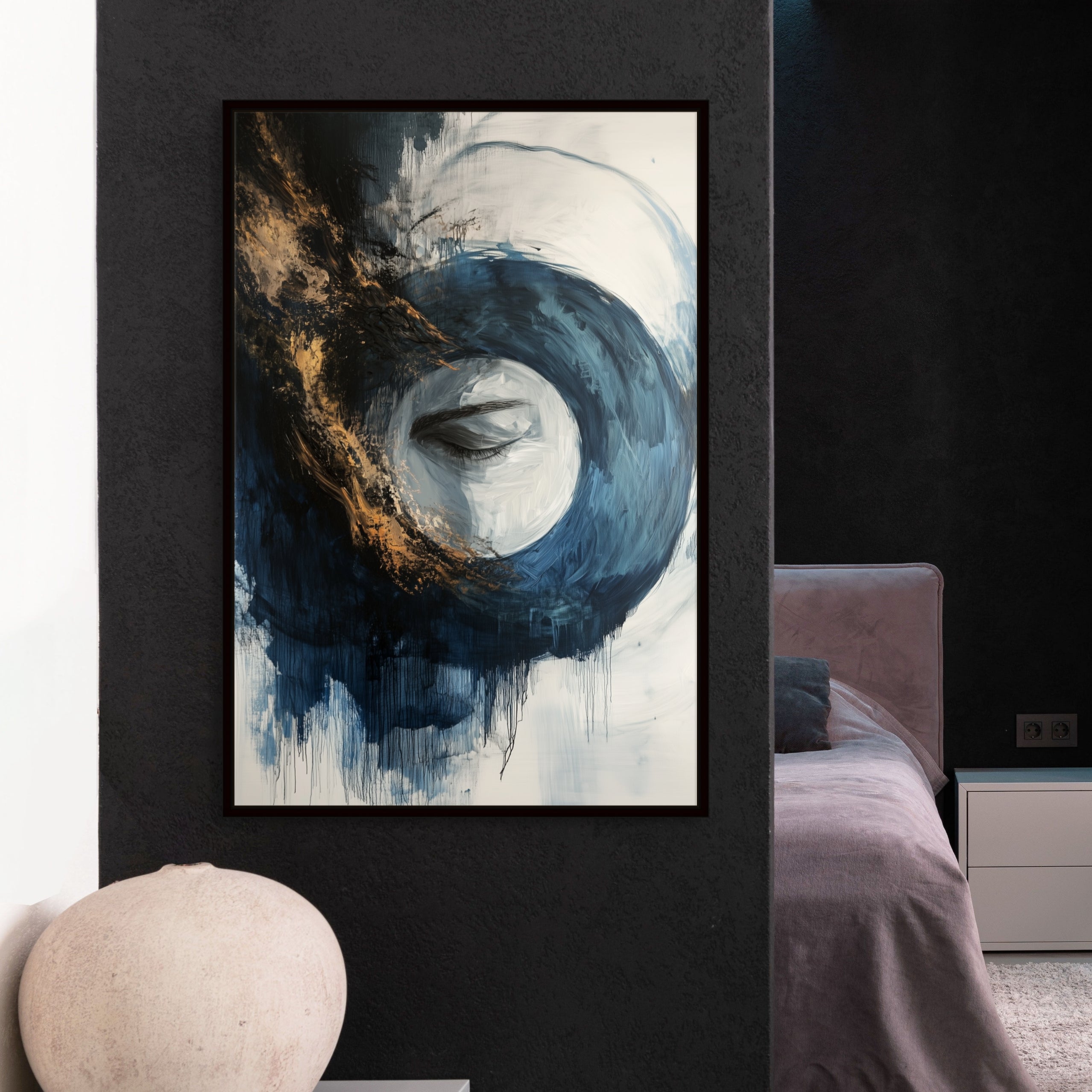 D0284-sleeping-dreams-hand-painted-wall-art-hallway-room-image-room-f-black