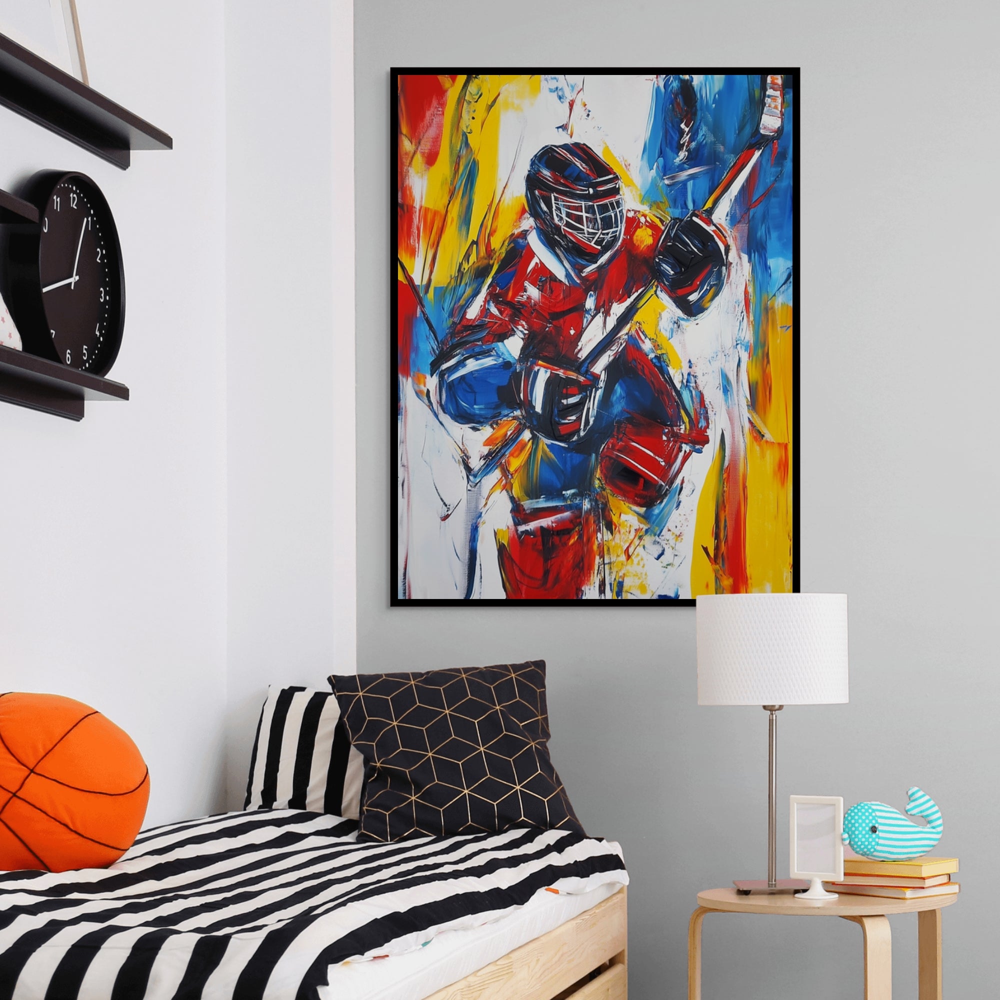 D0292-the-defender-hand-painted-wall-art-kids-room-image-room-f-black