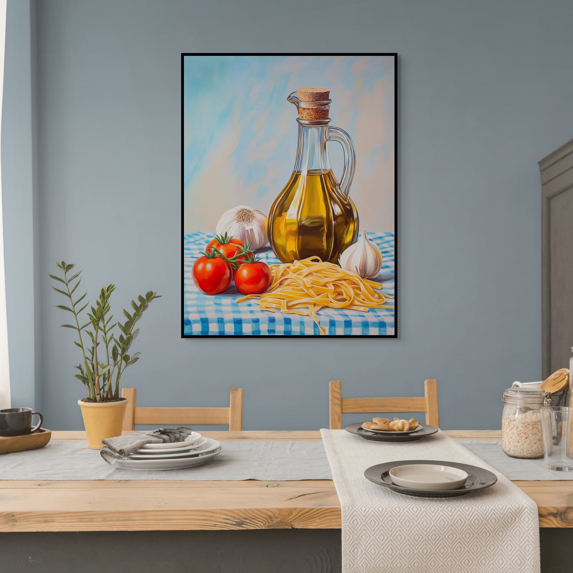 D0296-an-italian-dinner-hand-painted-wall-art-dining-room-image-room-f-black