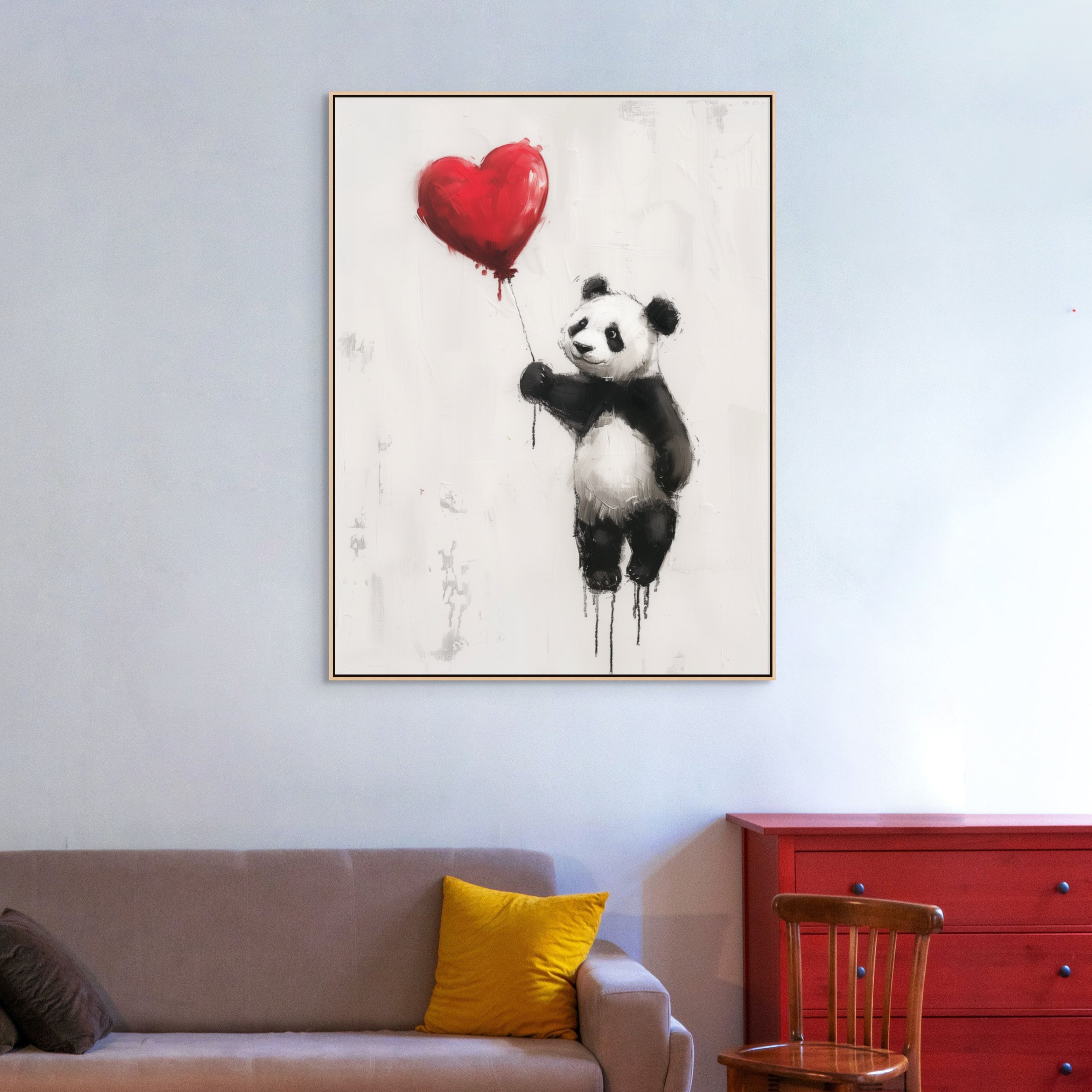 D0299-balloon-panda-hand-painted-wall-art-living-room-image-kids-room-image