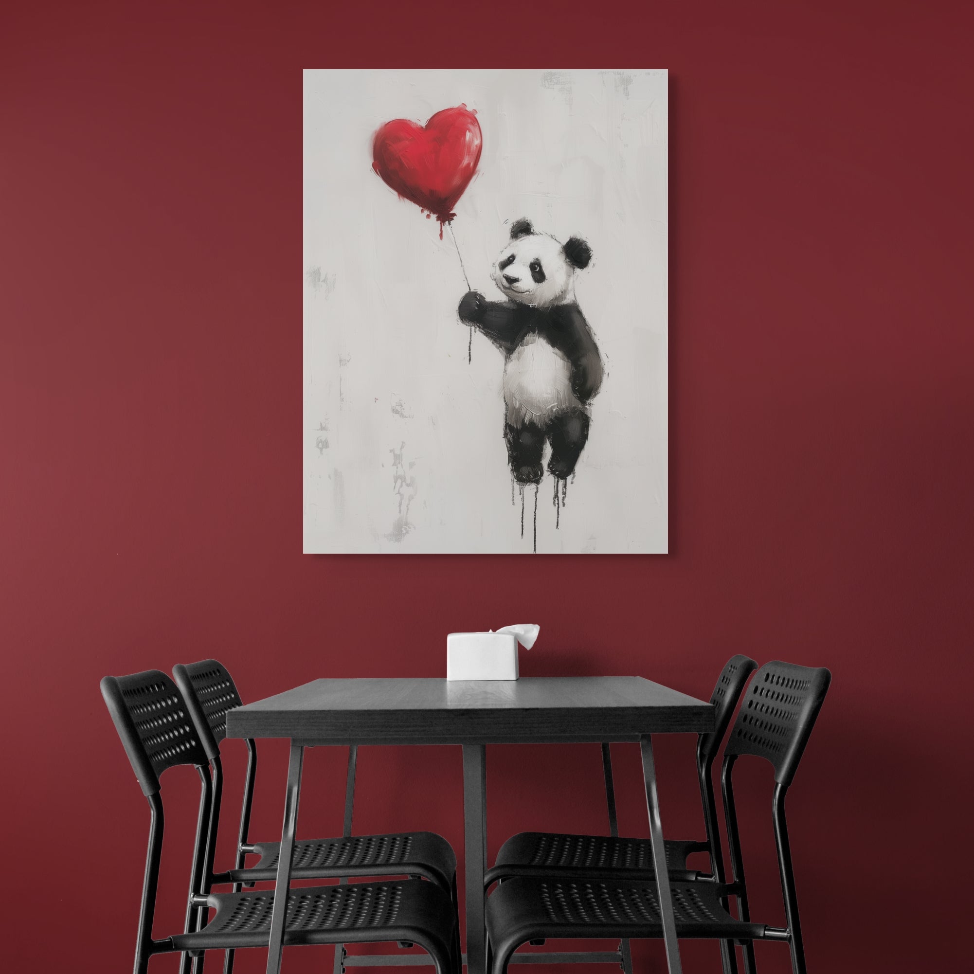 D0299-balloon-panda-hand-painted-wall-art-dining-room-image