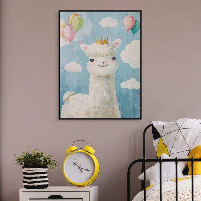 D0302-alpaca-princess-hand-painted-wall-art-c-room-image-room-f-black