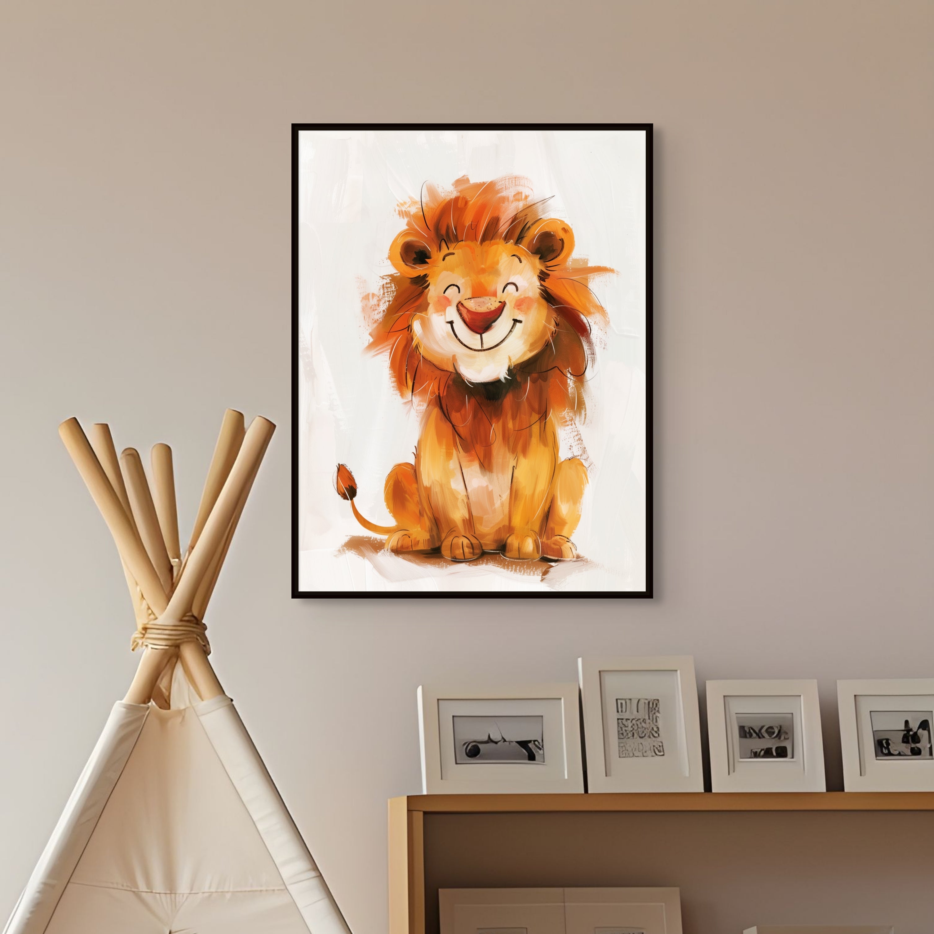 D0304-smile-lion-hand-painted-wall-art-b-room-image-room-f-black
