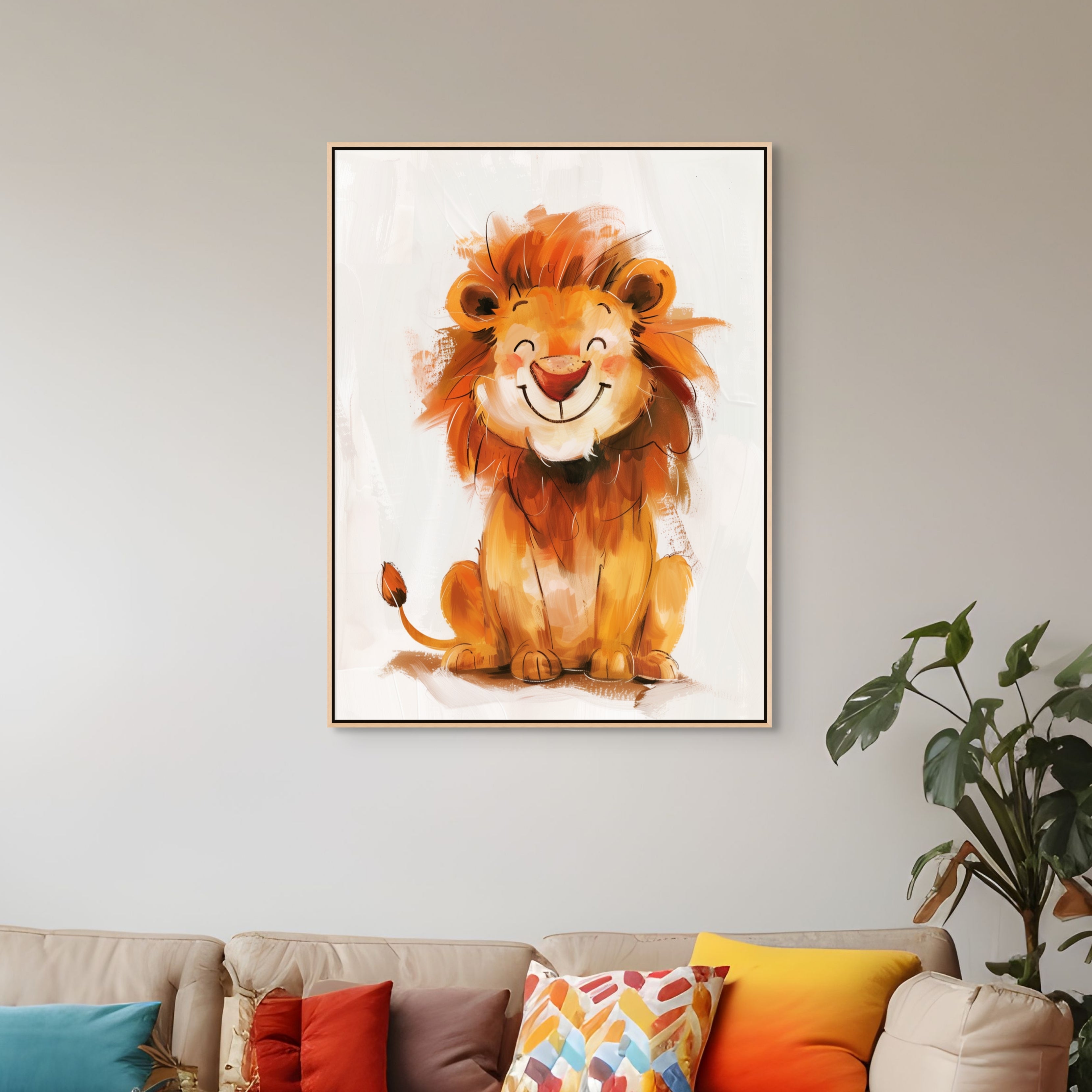 D0304-smile-lion-hand-painted-wall-art-c-room-image
