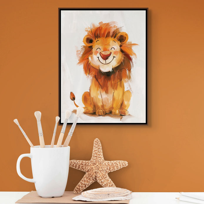D0304-smile-lion-hand-painted-wall-art-kids-room-image-room-f-walnut