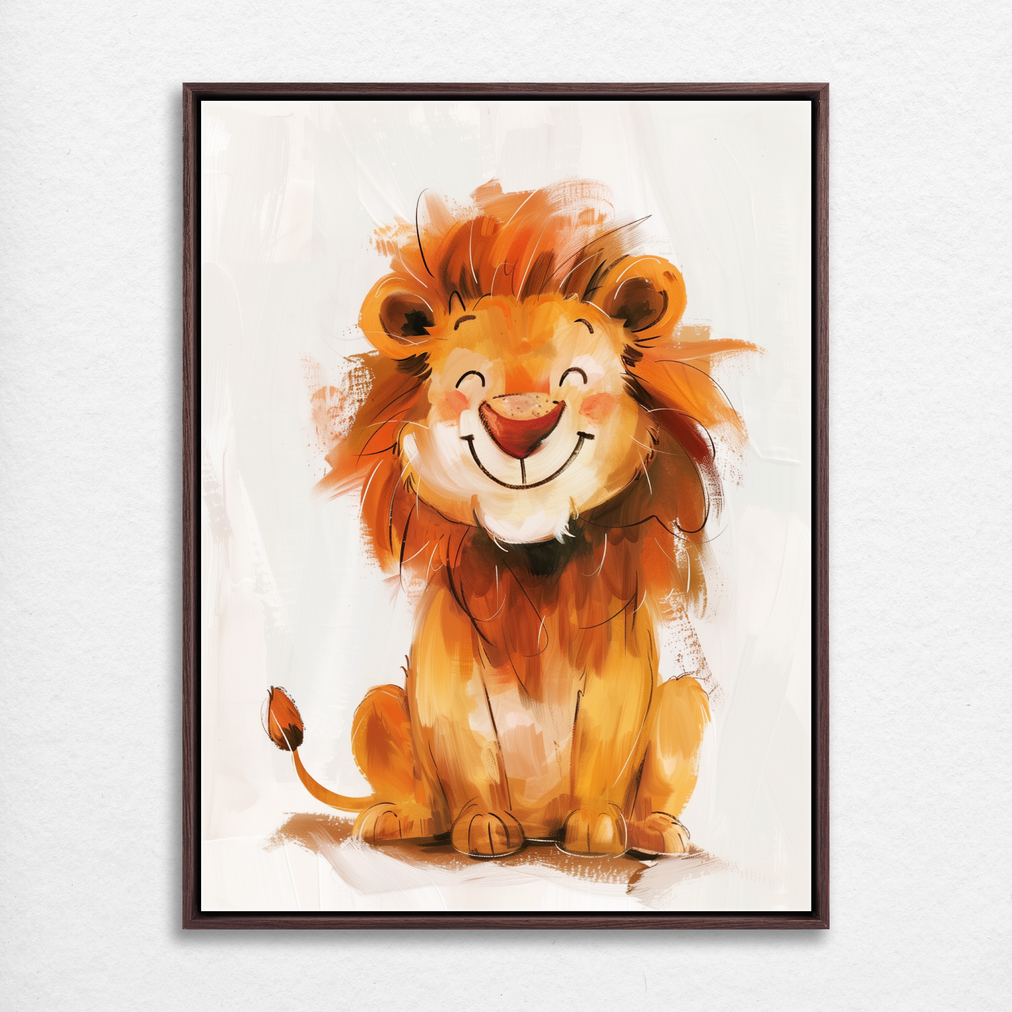 D0304-smile-lion-hand-painted-wall-art_18_3x4-vertical-frame-walnut.psd
