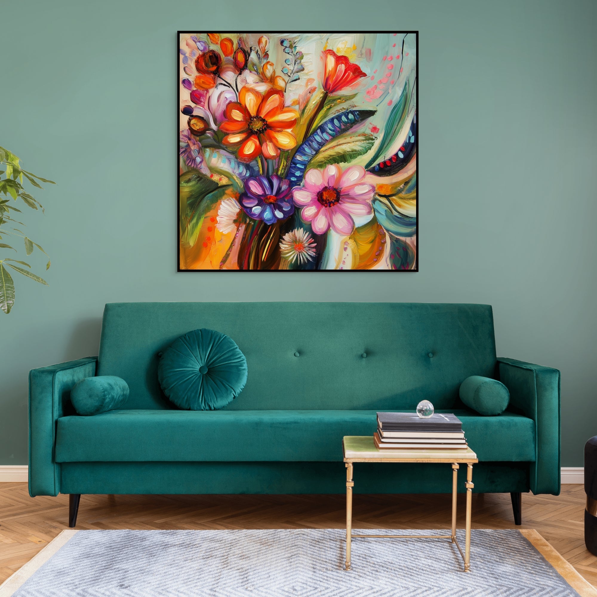 D0321-floral-rhapsody-hand-painted-wall-art-living-room-image-room-f-black