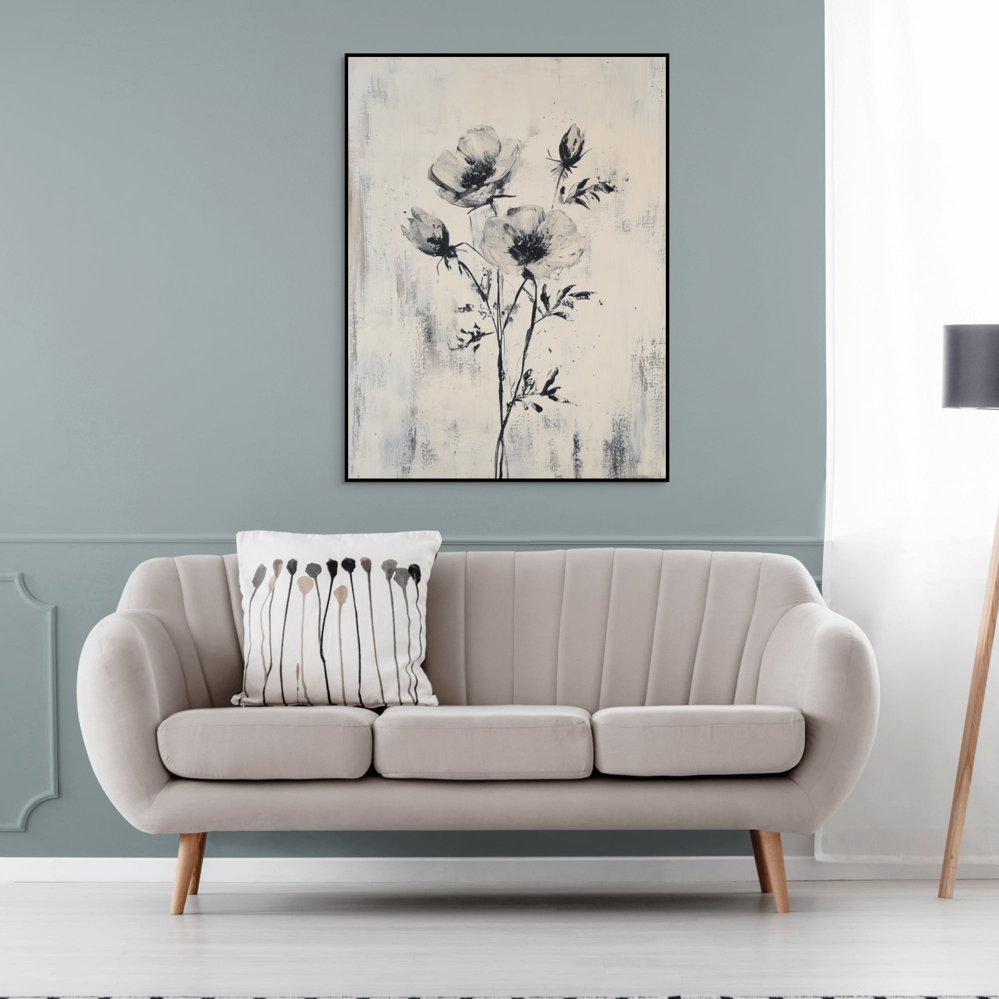 D0334-monochrome-blooms-hand-painted-wall-art-living-room-image