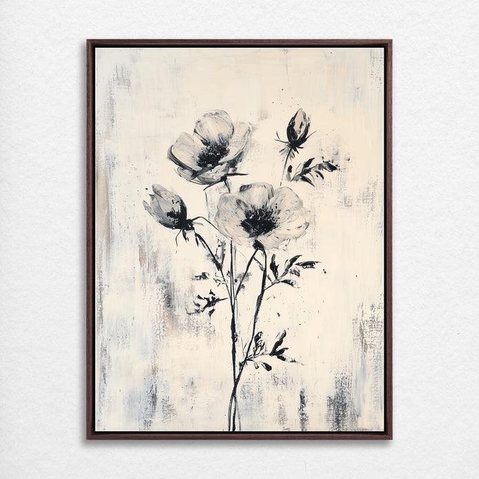 D0334-monochrome-blooms-hand-painted-wall-art_1_3x4-vertical-frame-walnut.psd_0