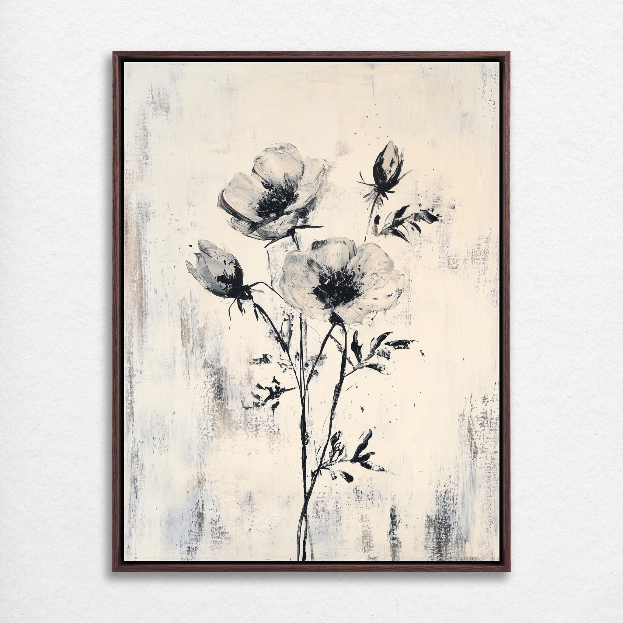 D0334-monochrome-blooms-hand-painted-wall-art_1_3x4-vertical-frame-walnut.psd_0
