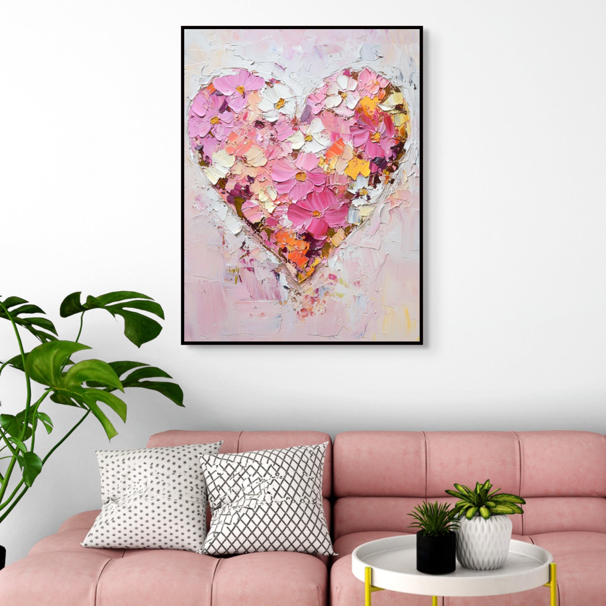 D0335-blooming-heart-hand-painted-wall-art-living-room-image-room-f-black
