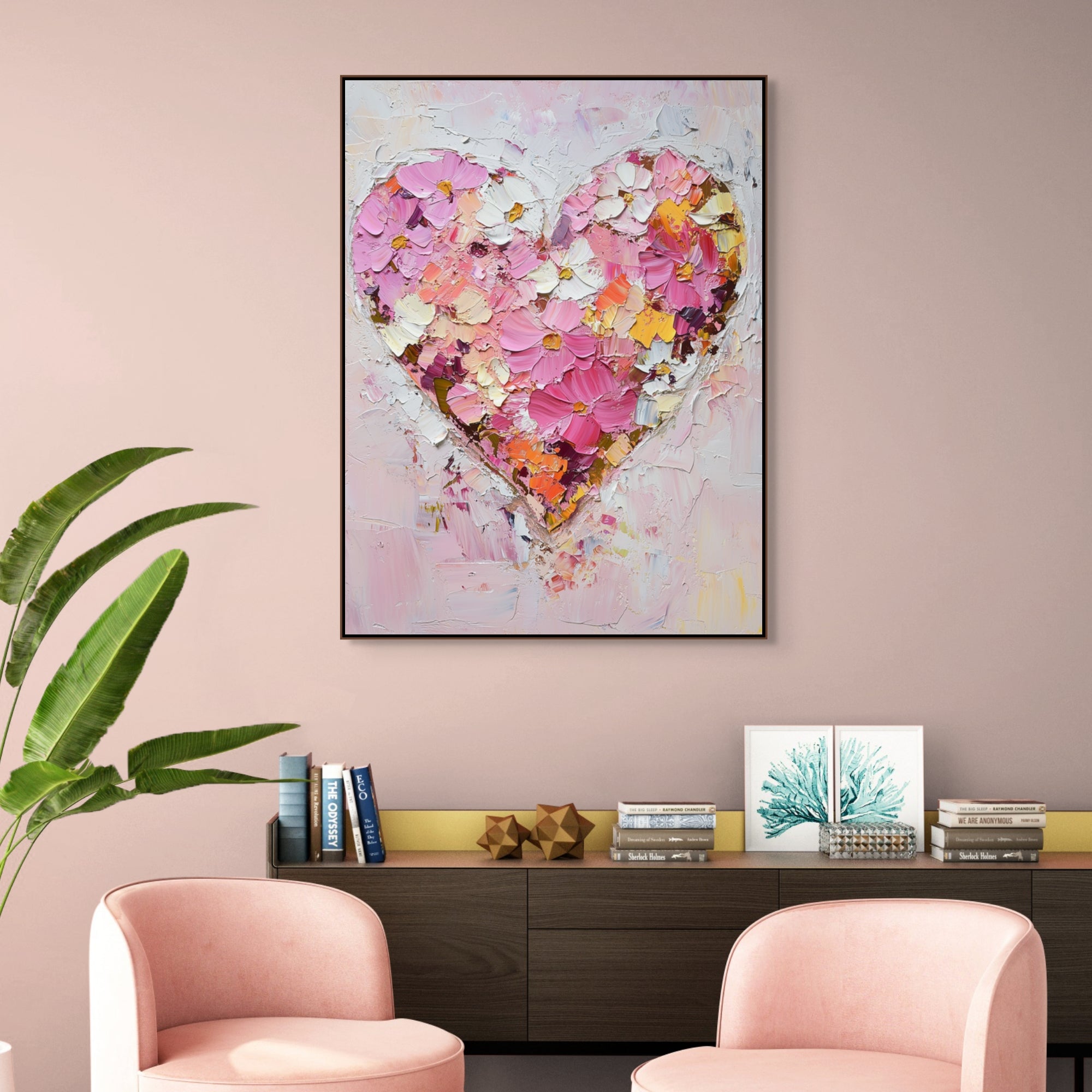 D0335-blooming-heart-hand-painted-wall-art-hallway-room-image-room-f-walnut