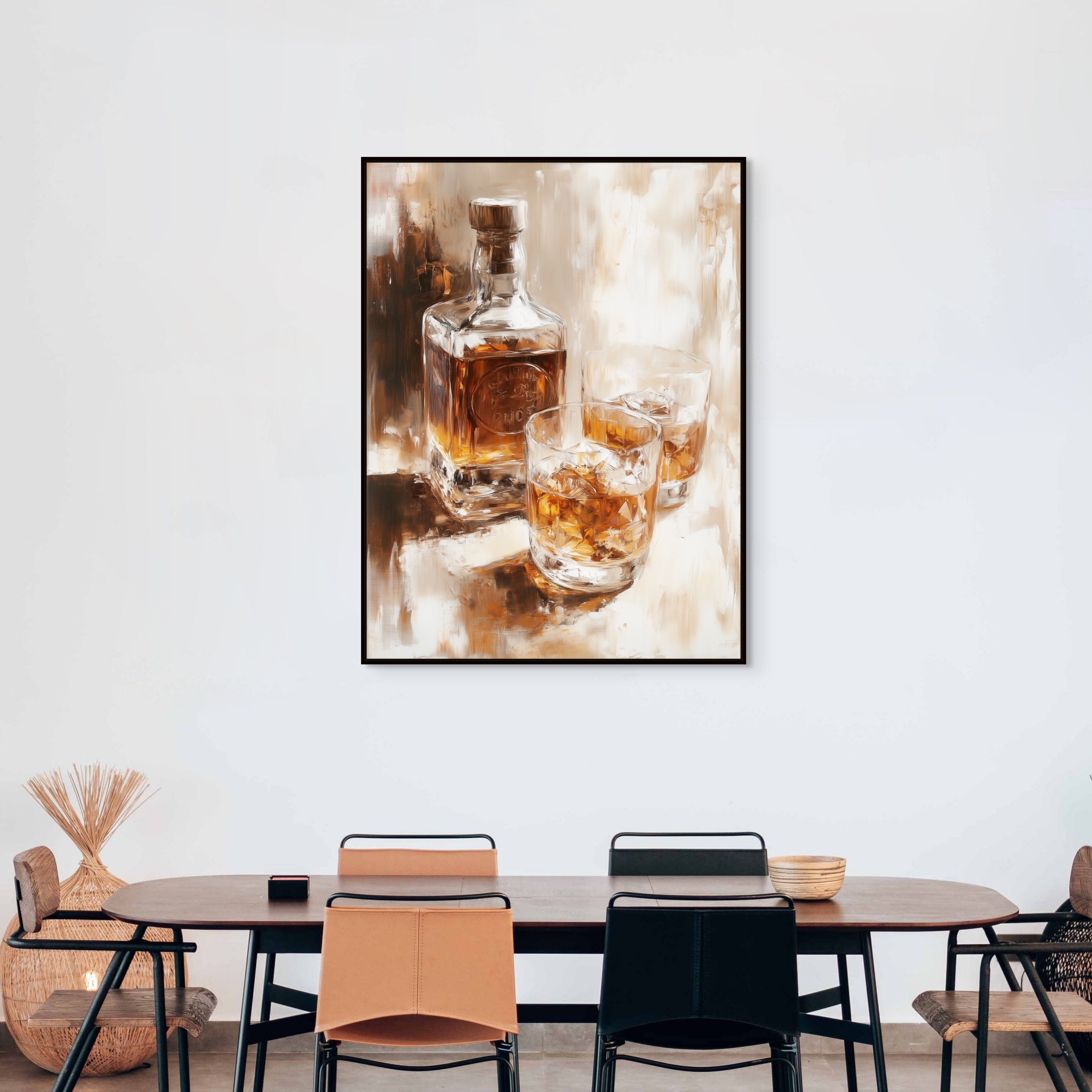 D0336-a-shot-of-gold-hand-painted-wall-art-dining-room-image
