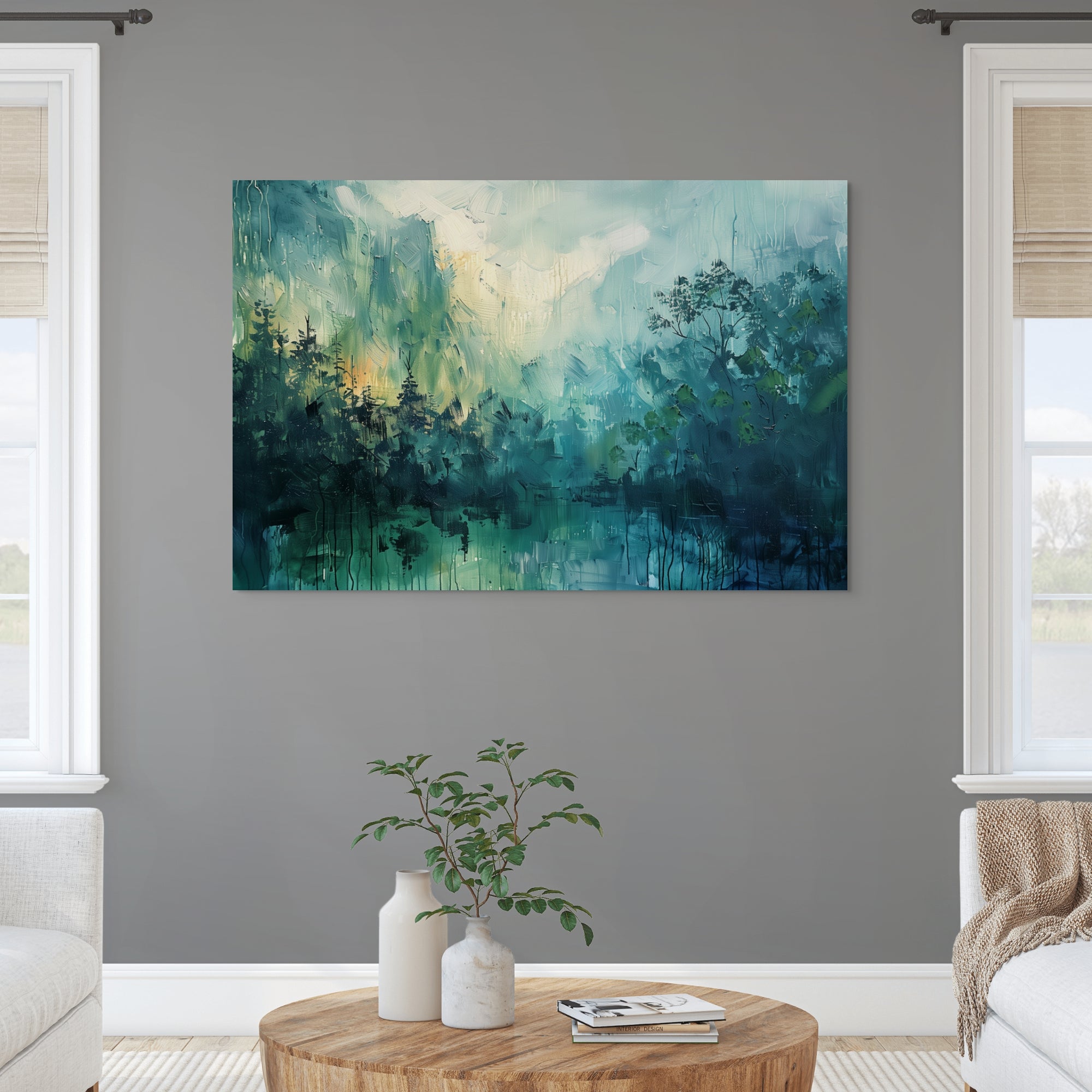 D0339-blue-forest-fog-hand-painted-wall-art-living-room-image-room-f-wrapped