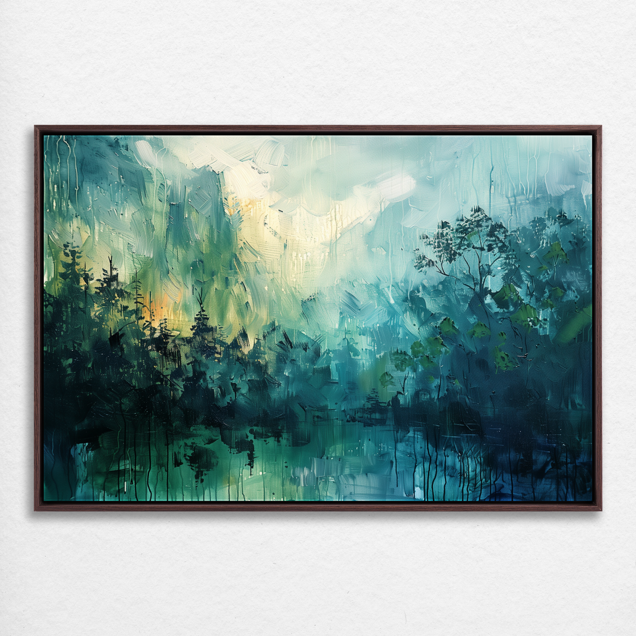 D0339-blue-forest-fog-hand-painted-wall-art_2_3x2-horizontal-frame-walnut.psd