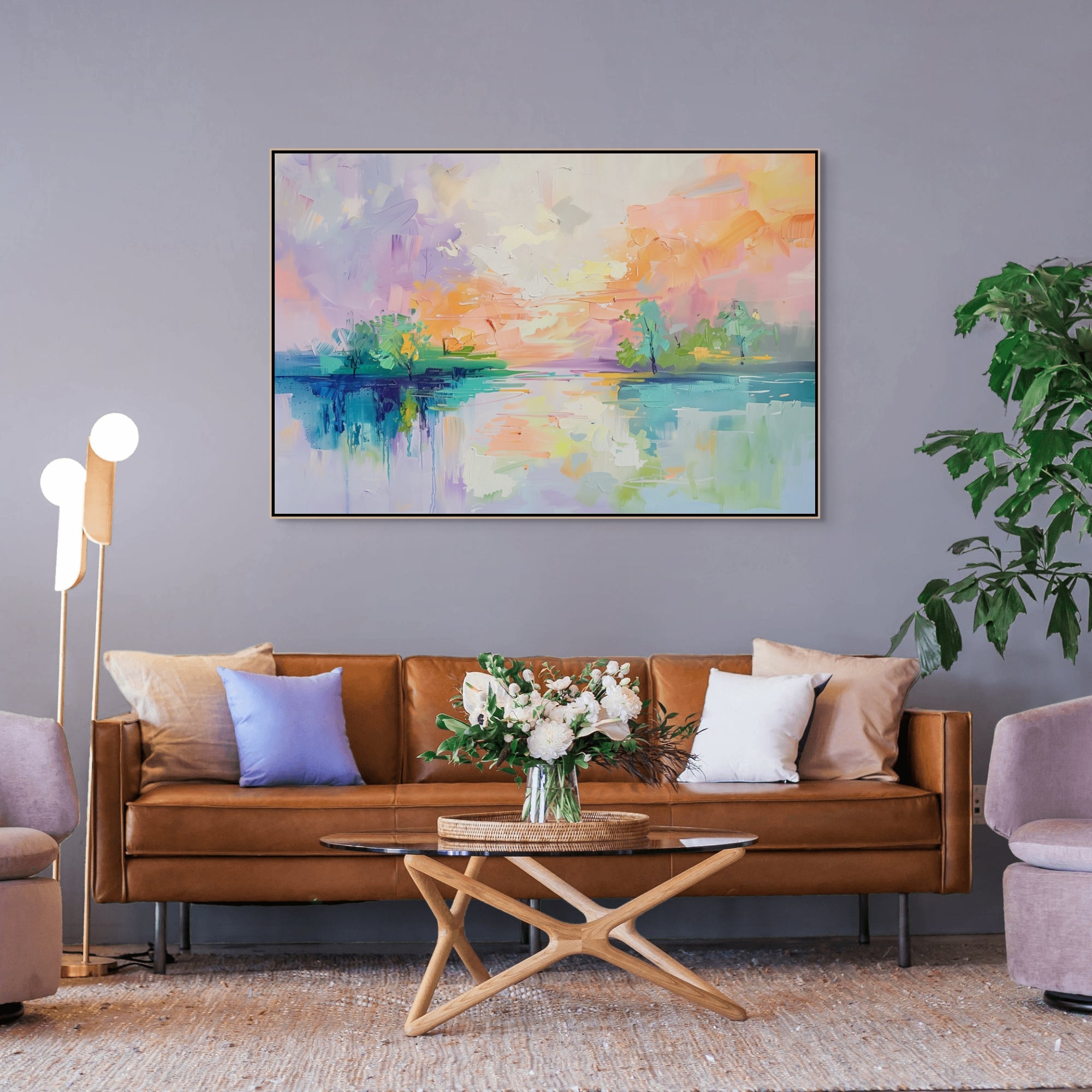 D0341-pastel-paradise-hand-painted-wall-art-living-room-image