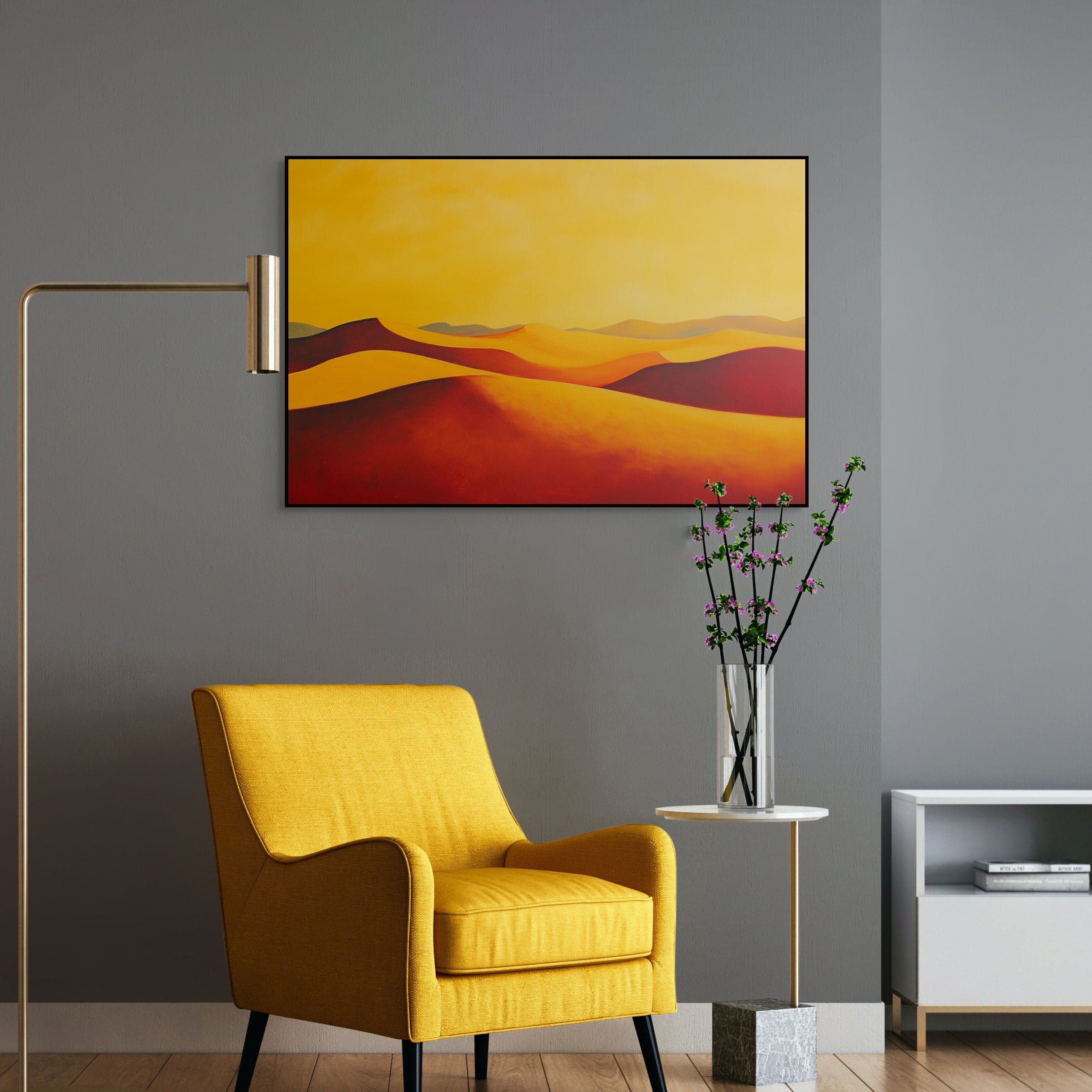 D0342-under-a-red-moon-hand-painted-wall-art-office-room-image
