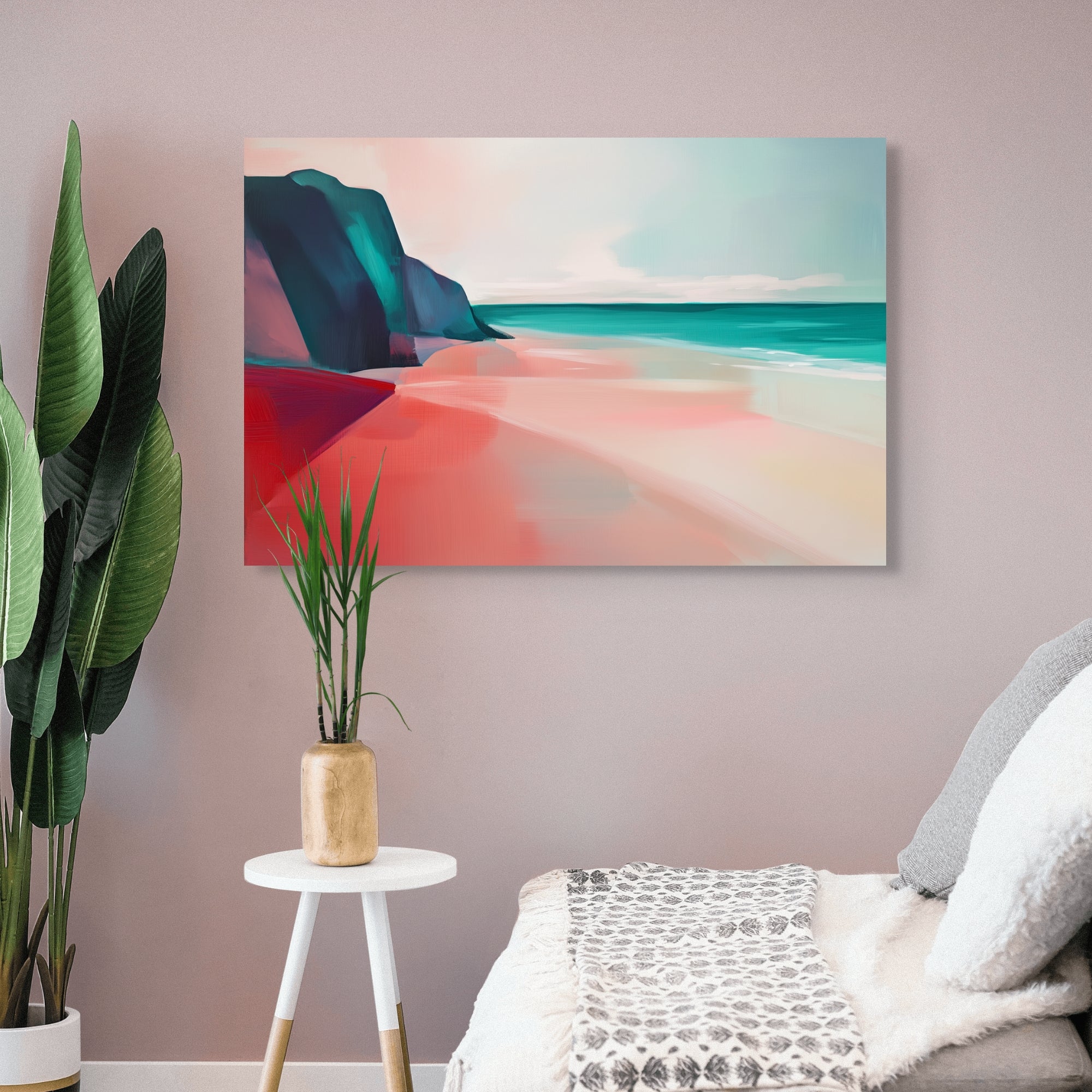 D0343-pink-sandy-beaches-hand-painted-wall-art-outdoor-room-image-room-f-wrapped