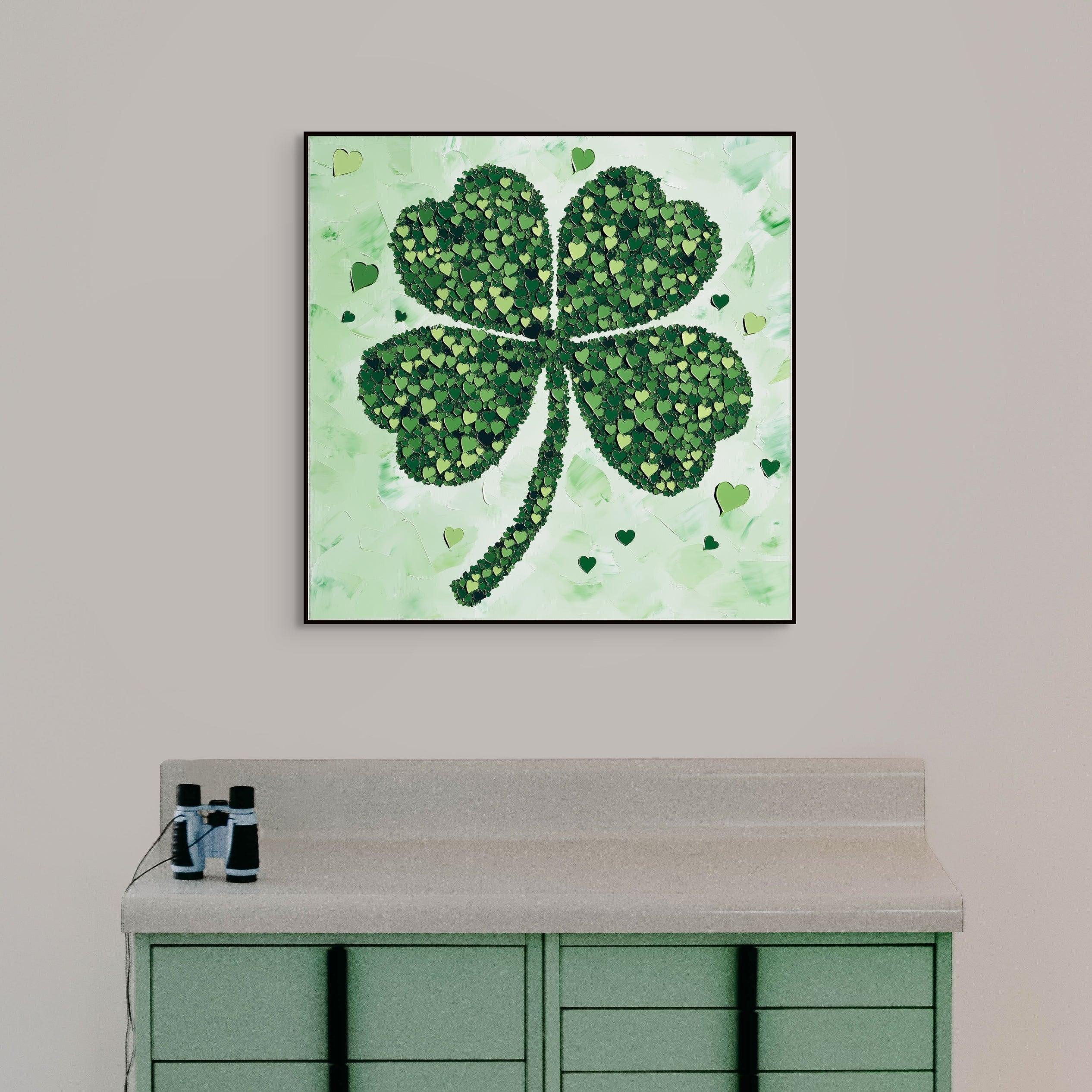 D0355-lucky-hearts-hand-painted-wall-art-hallway-room-image