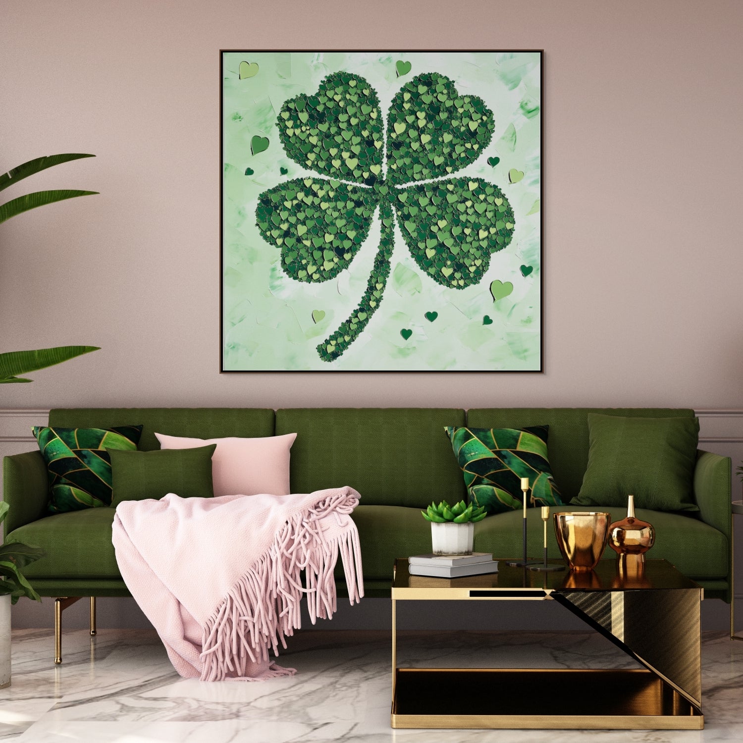 D0355-lucky-hearts-hand-painted-wall-art-living-room-image