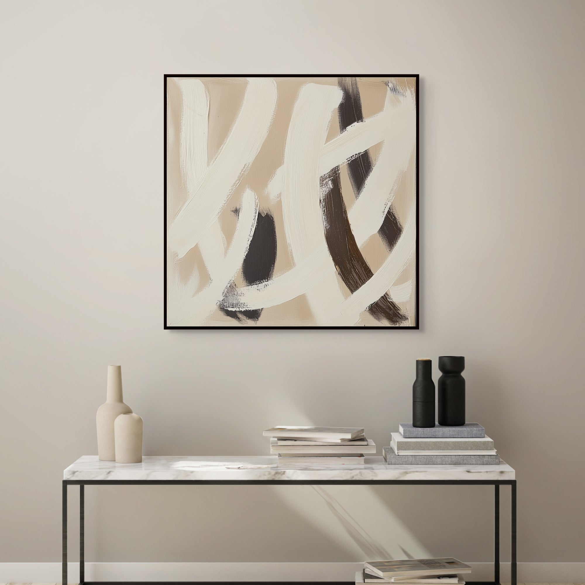 D0364-neutral-chaos-hand-painted-wall-art-hallway-room-image-room-f-black