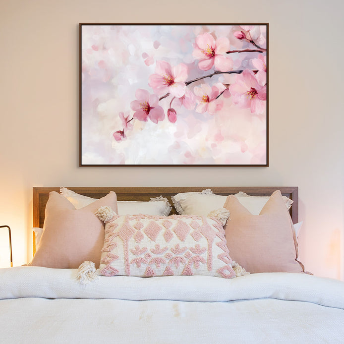 D0366-cherry-blossoms-hand-painted-wall-art-bed-room-image-room-f-walnut