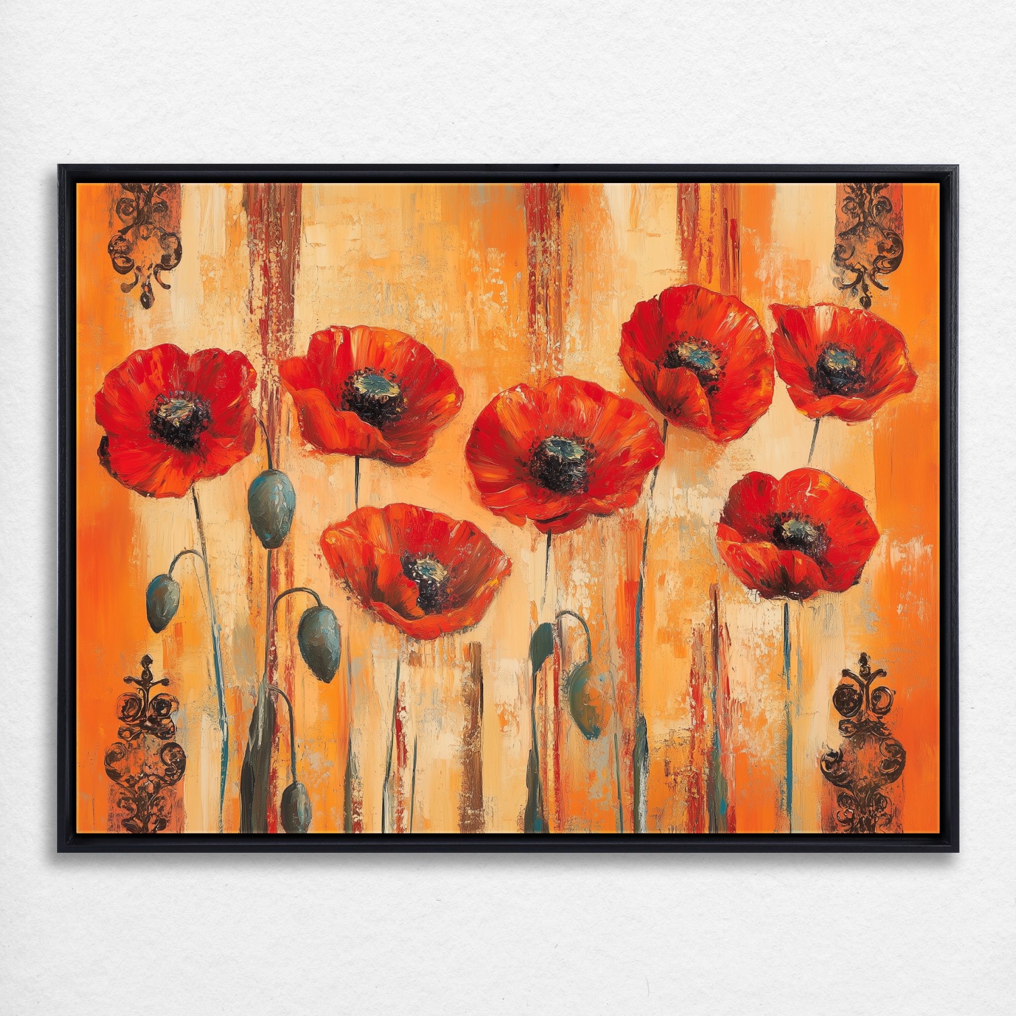 D0368-scarlet-bloom-hand-painted-wall-art_3_4x3-horizontal-frame-black.psd_1