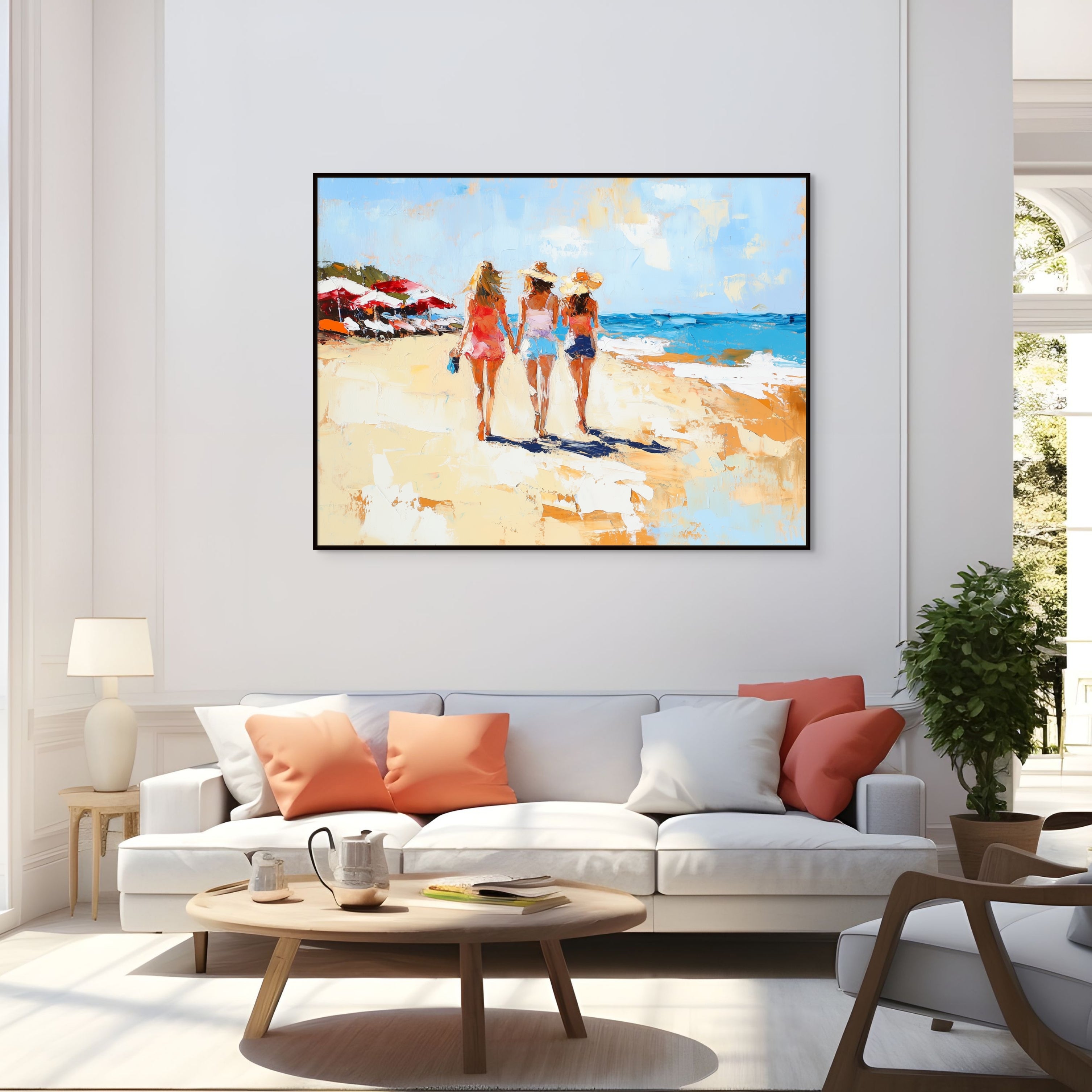 D0371-girls-day-out-hand-painted-wall-art-living-room-image-room-f-black