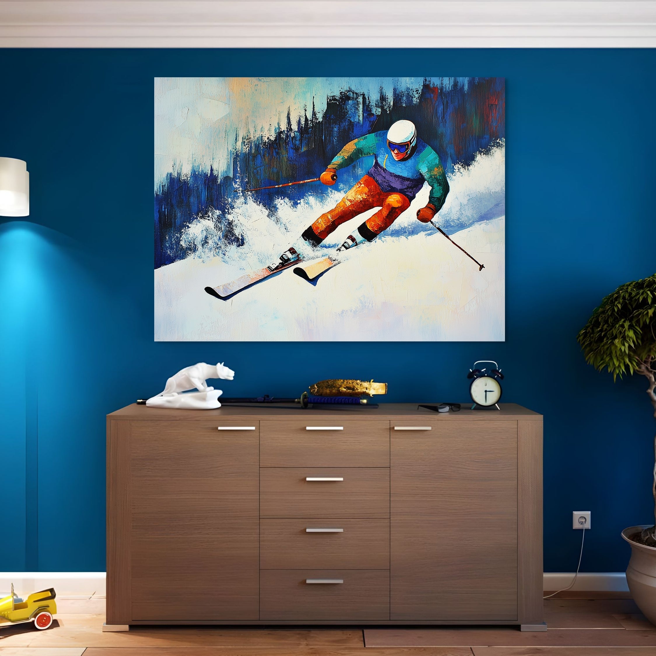 D0372-carving-snow-hand-painted-wall-art-hallway-room-image