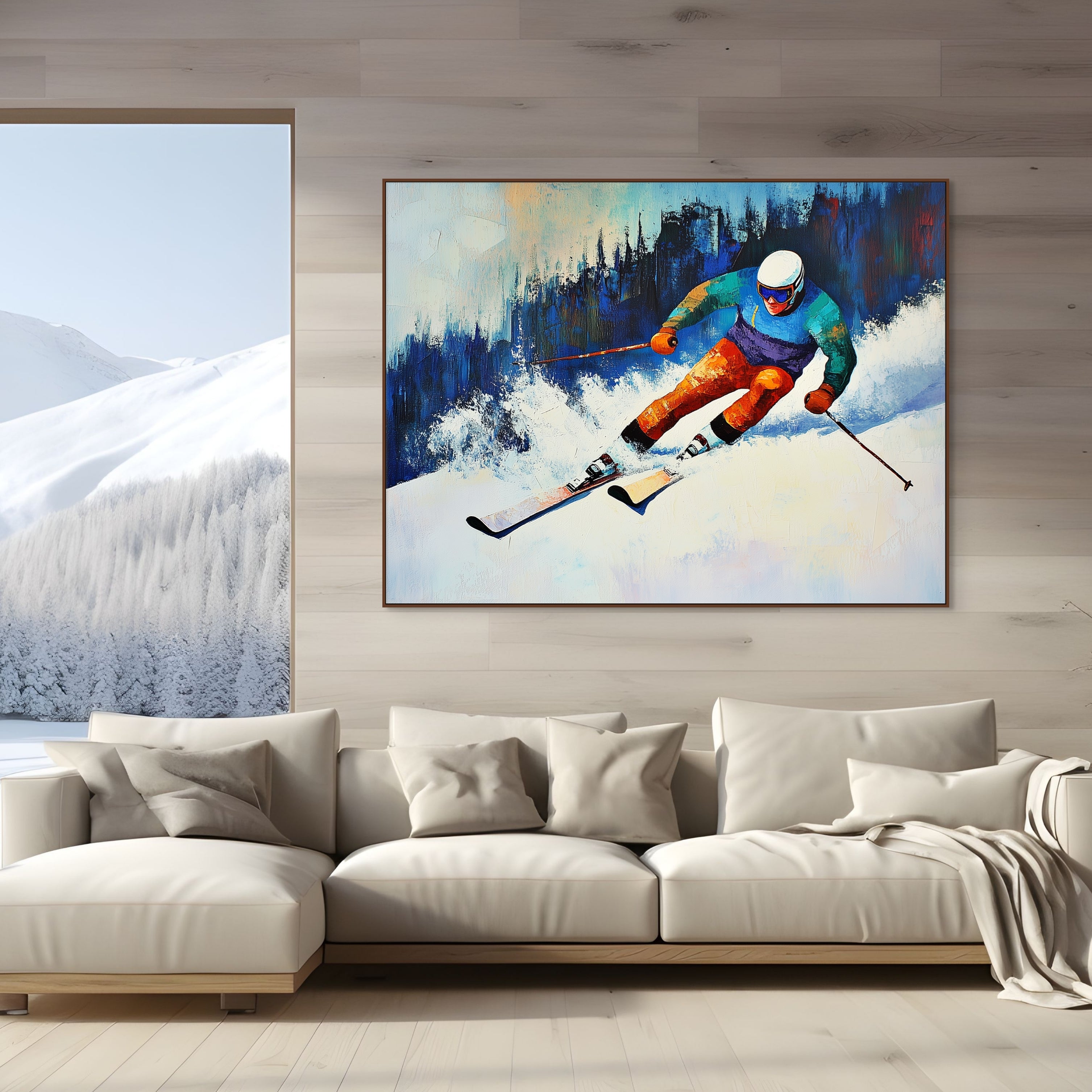 D0372-carving-snow-hand-painted-wall-art-living-room-image-room-f-walnut