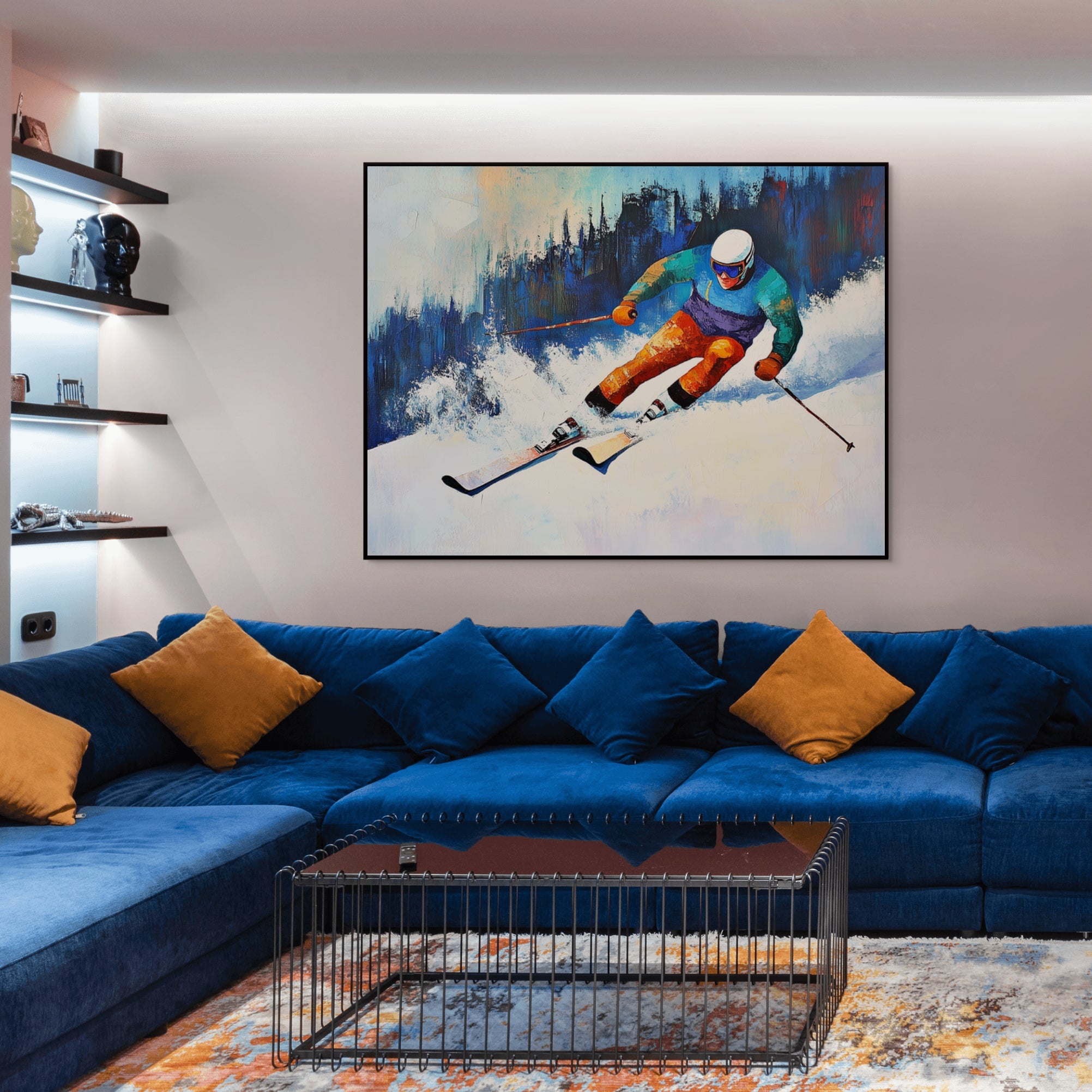 D0372-carving-snow-hand-painted-wall-art-lounge-room-image