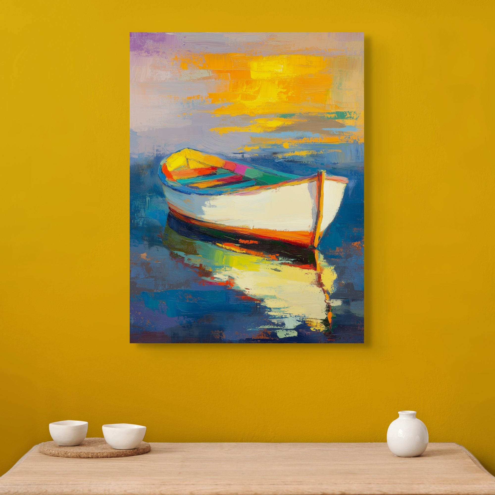 D0374-golden-reflection-hand-painted-wall-art-hallway-room-image